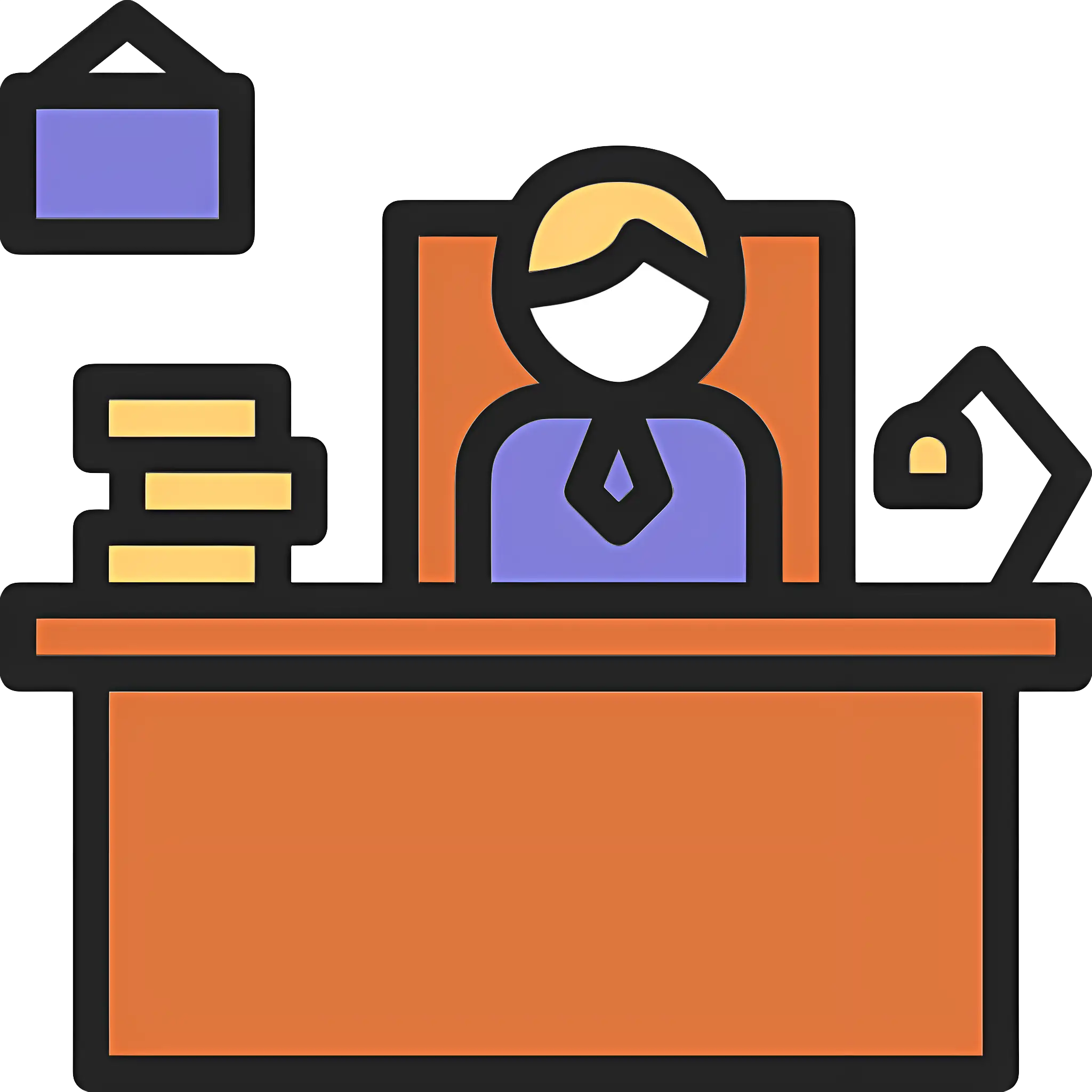 Office Worker at Desk Illustration