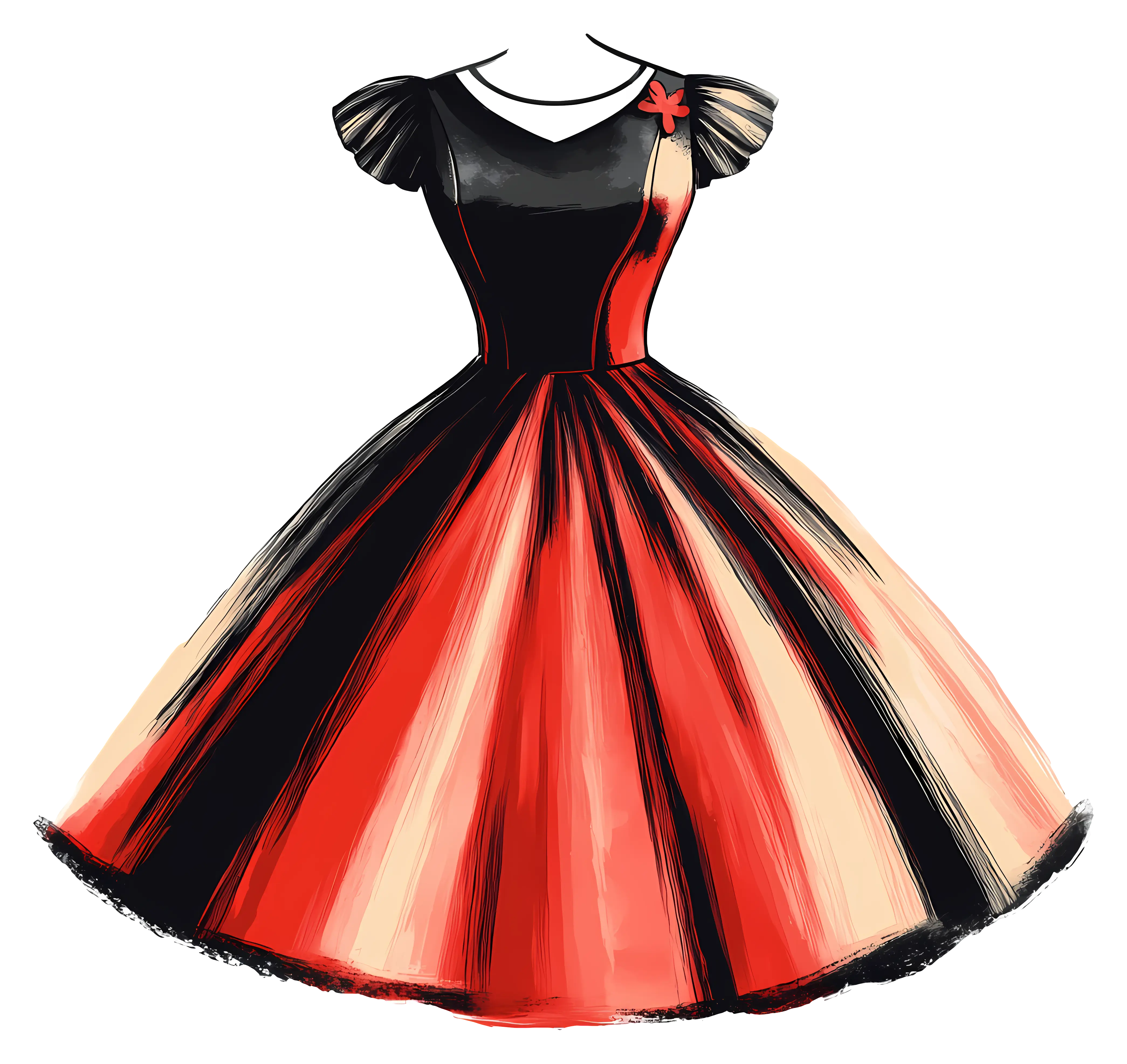Elegant Red Vintage Dress