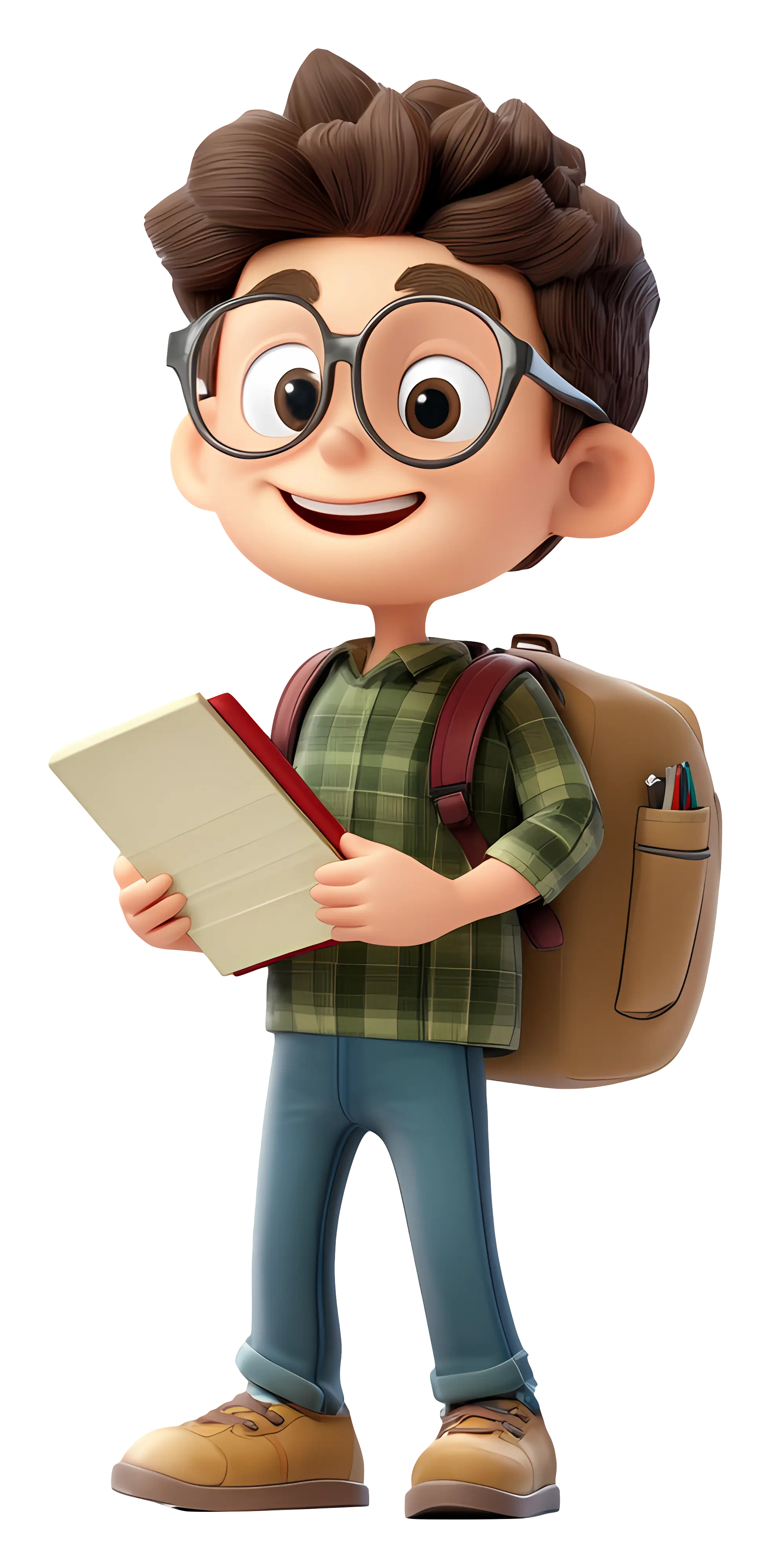 Cartoon Student Character with Book