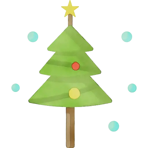 Christmas Tree with Star and Ornaments Illustration