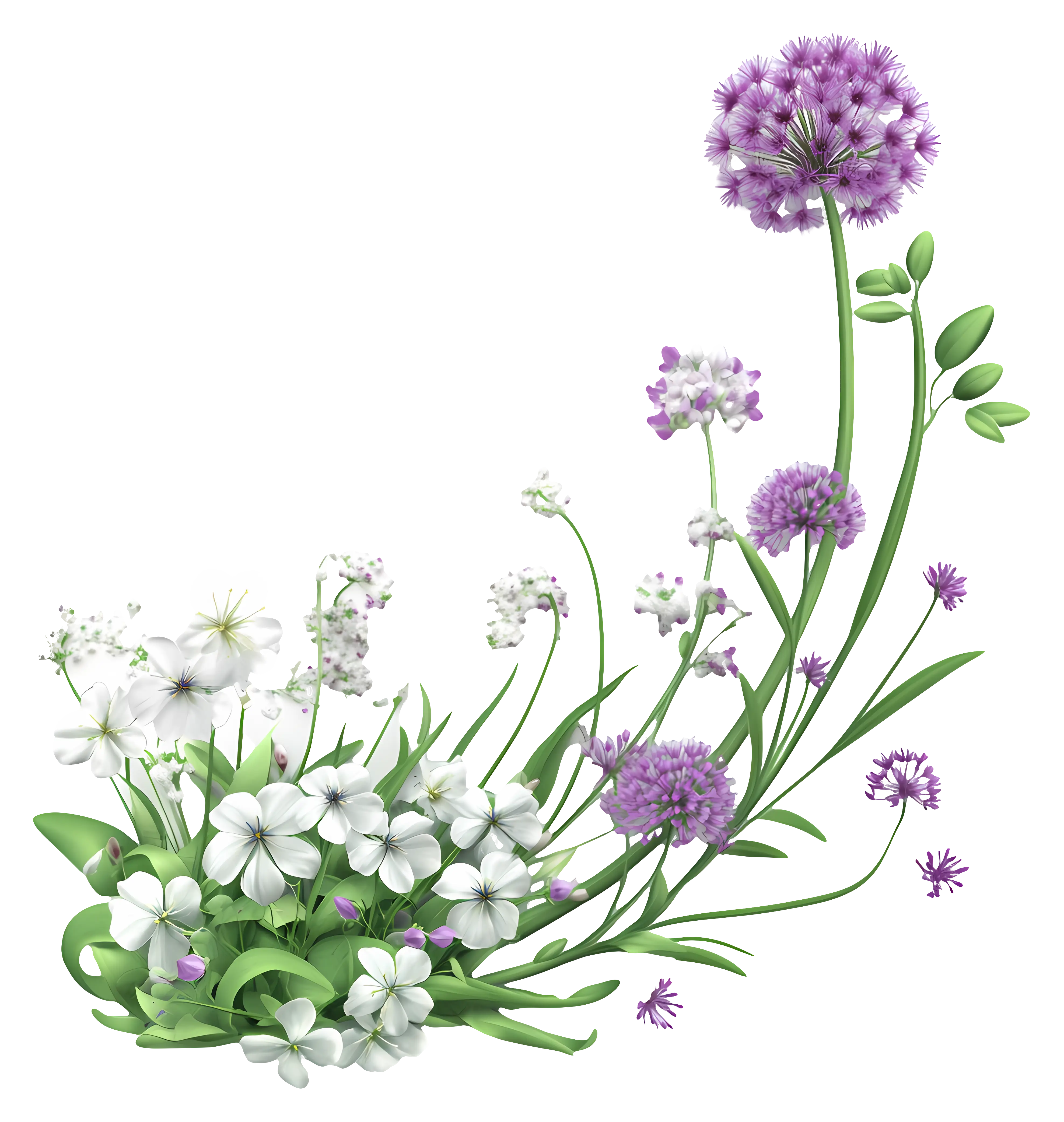 Beautiful Purple and White Flowers in Bloom
