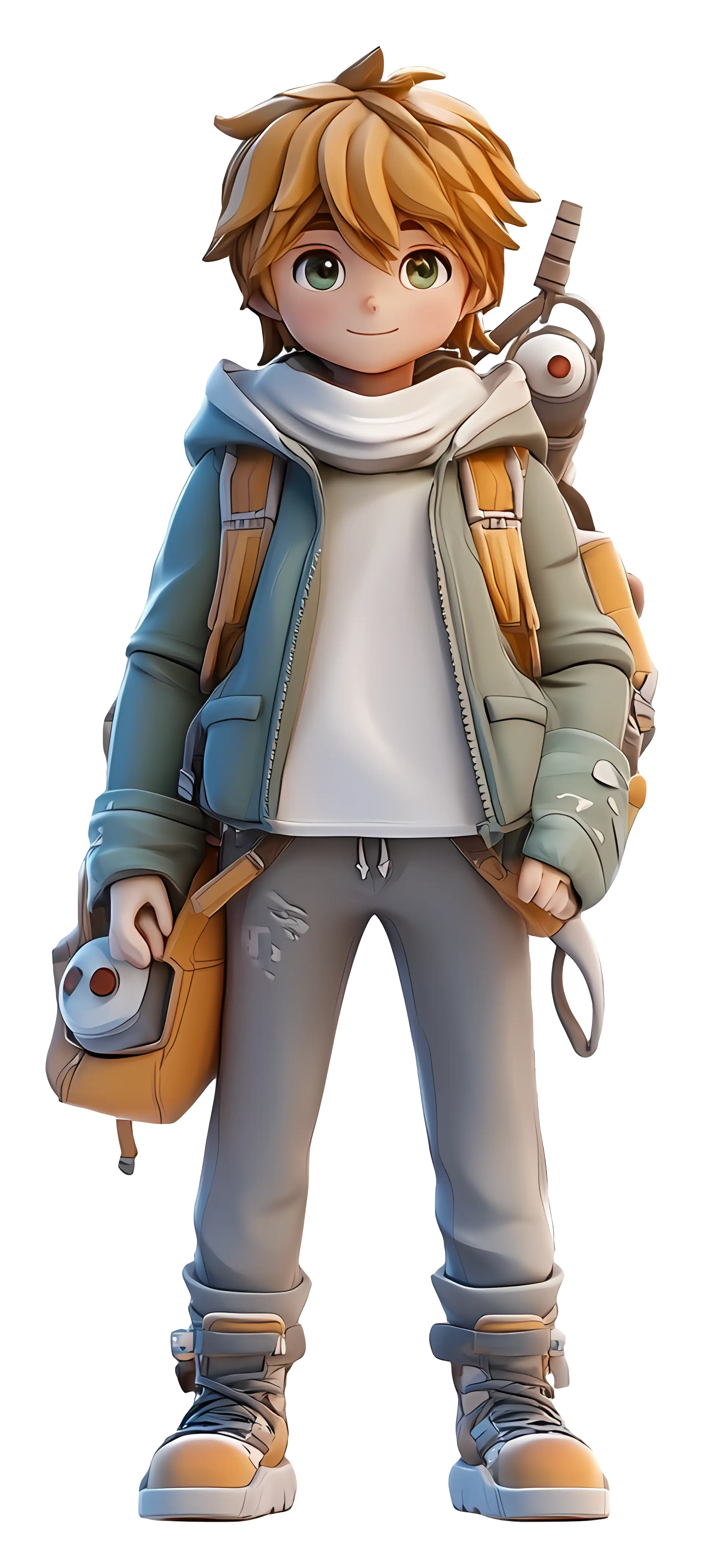 Adventurous Boy with Backpack