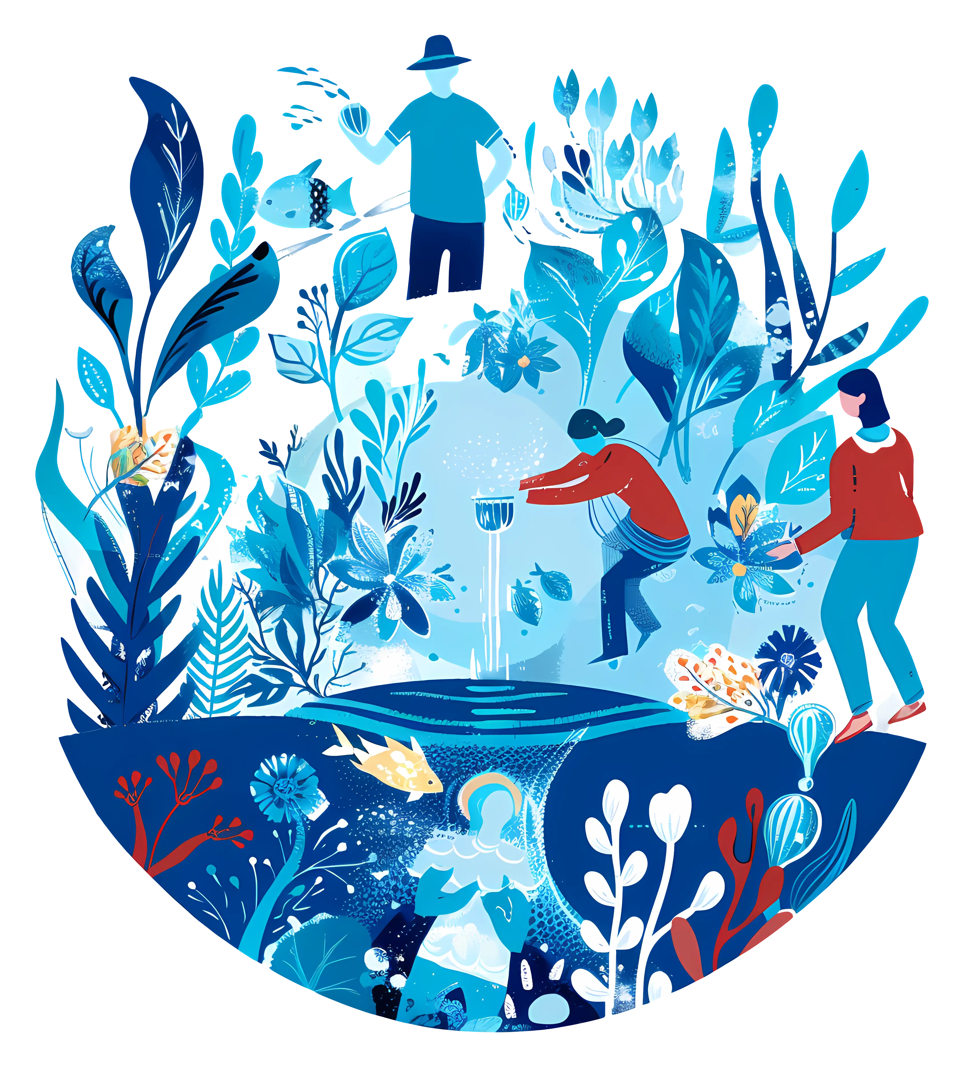 People Interacting with Nature and Water