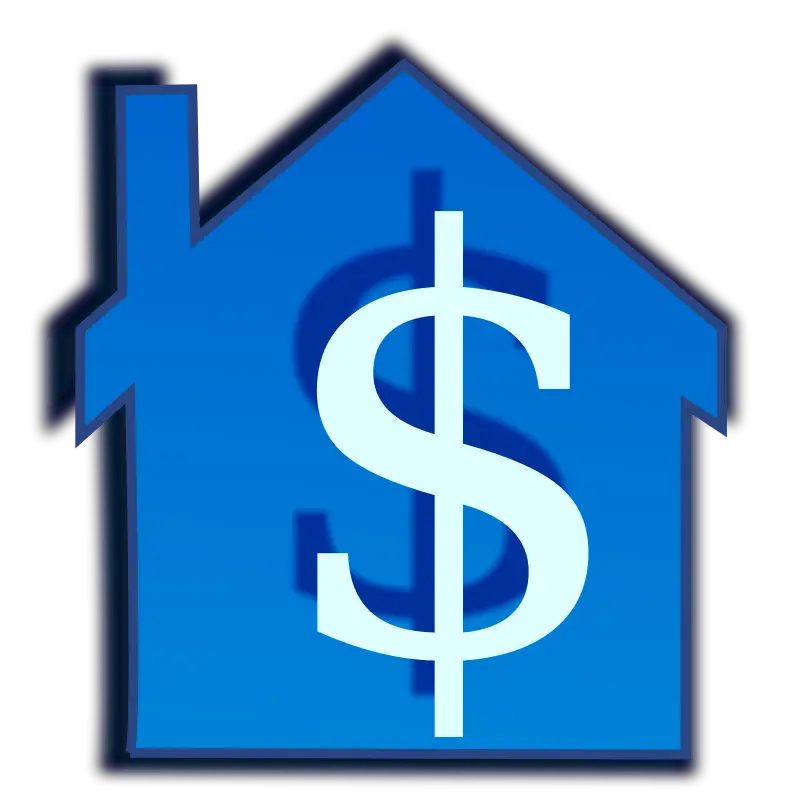 Blue House with Dollar Sign