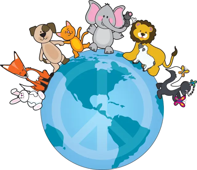 Animals on Globe Illustration