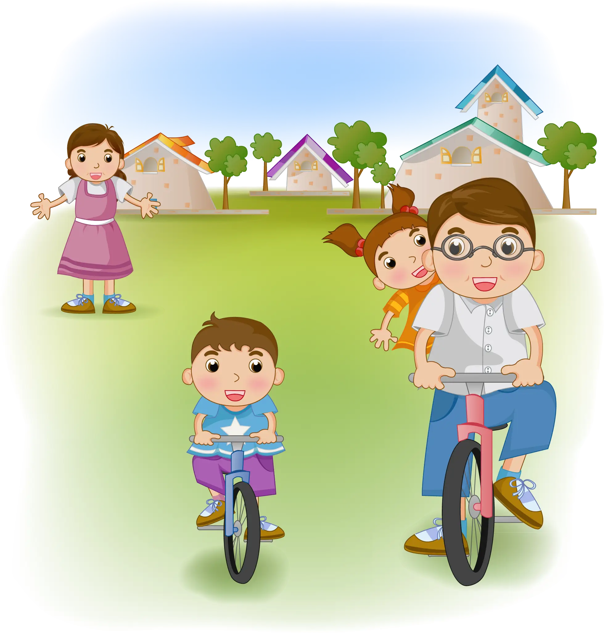 Family Cycling in the Park