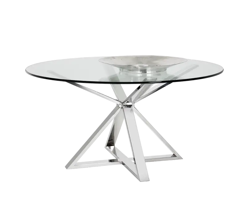 Glass Round Table with Steel Frame
