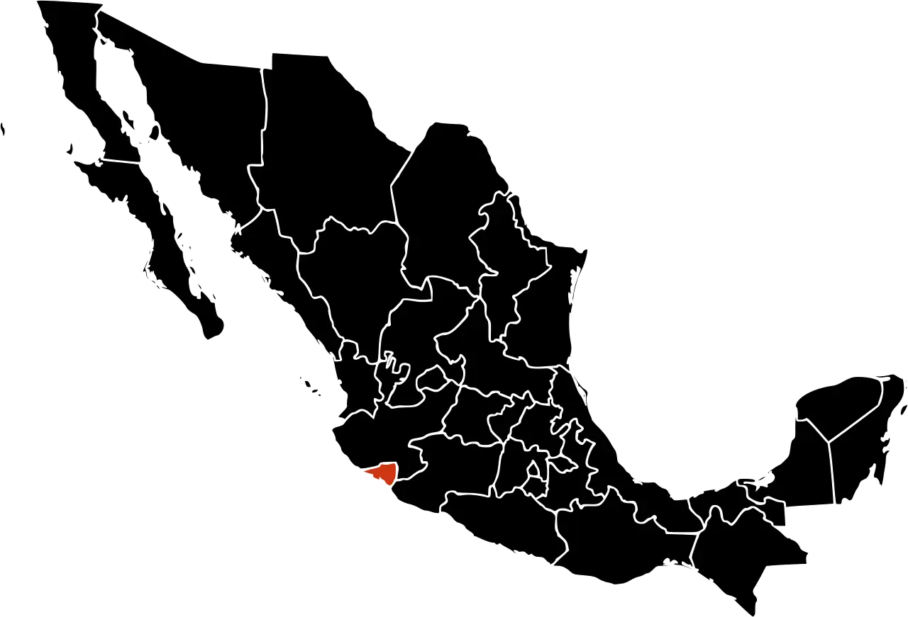 Black and White Map of Mexico