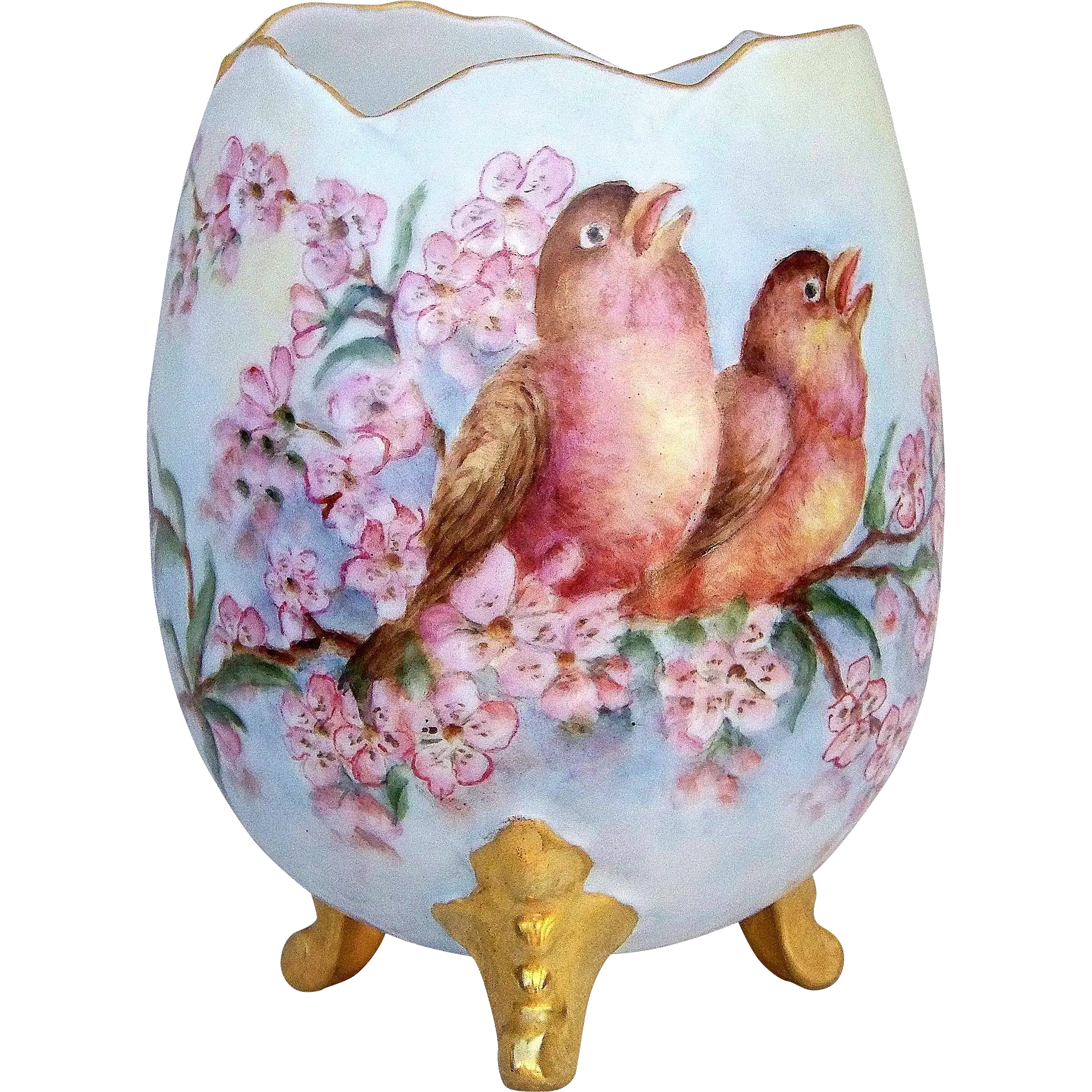 Decorative Vase with Birds and Flowers