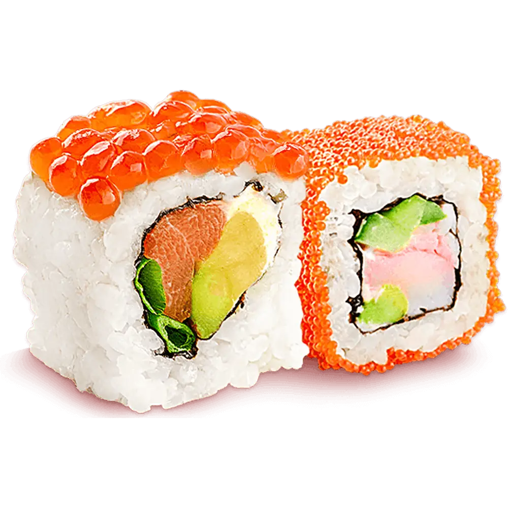 Colorful Sushi Rolls with Roe
