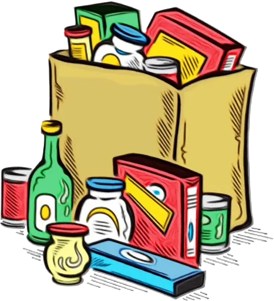 Illustration of Grocery Bag Filled with Items
