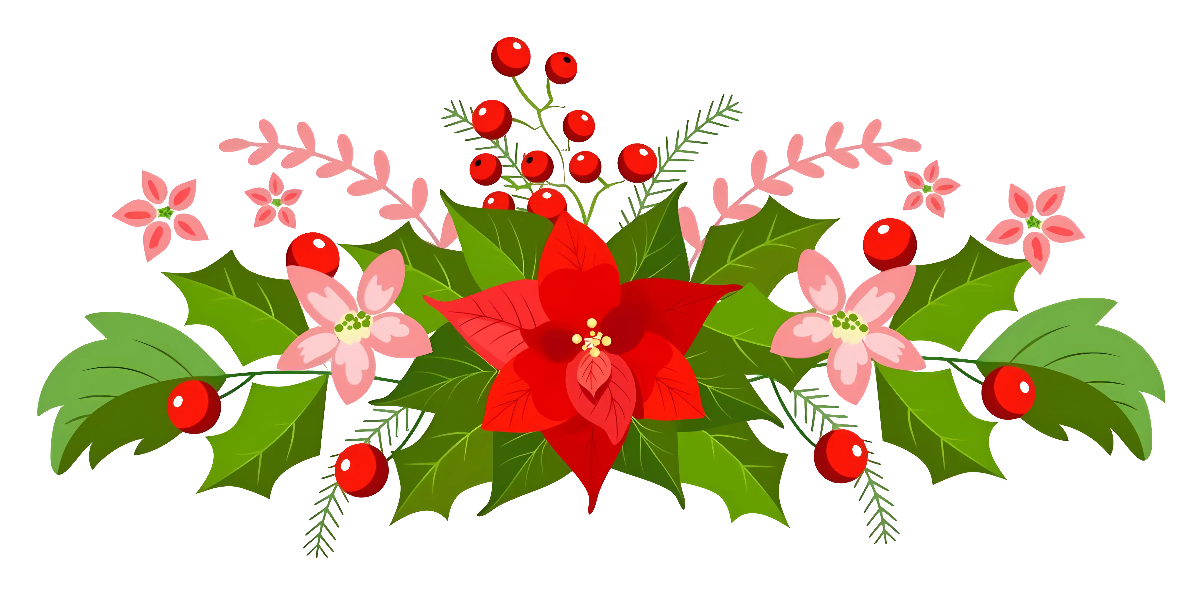 Christmas Floral Arrangement with Poinsettias and Berries