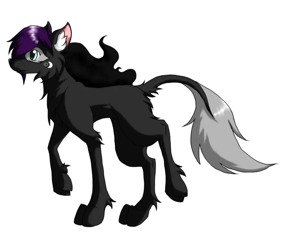 Cartoon Black Animal with Purple Mane