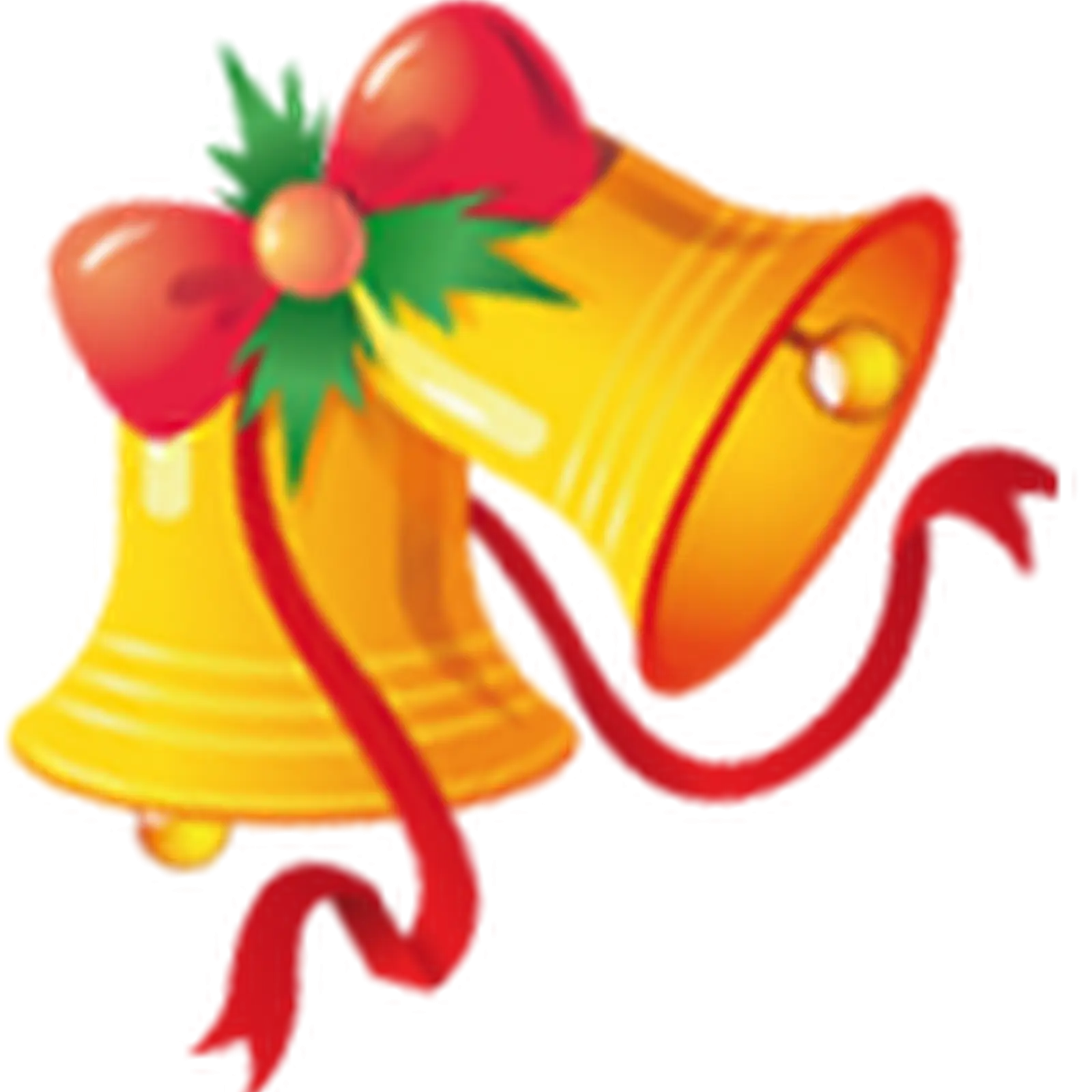 Yellow Holiday Bells with Red Ribbon