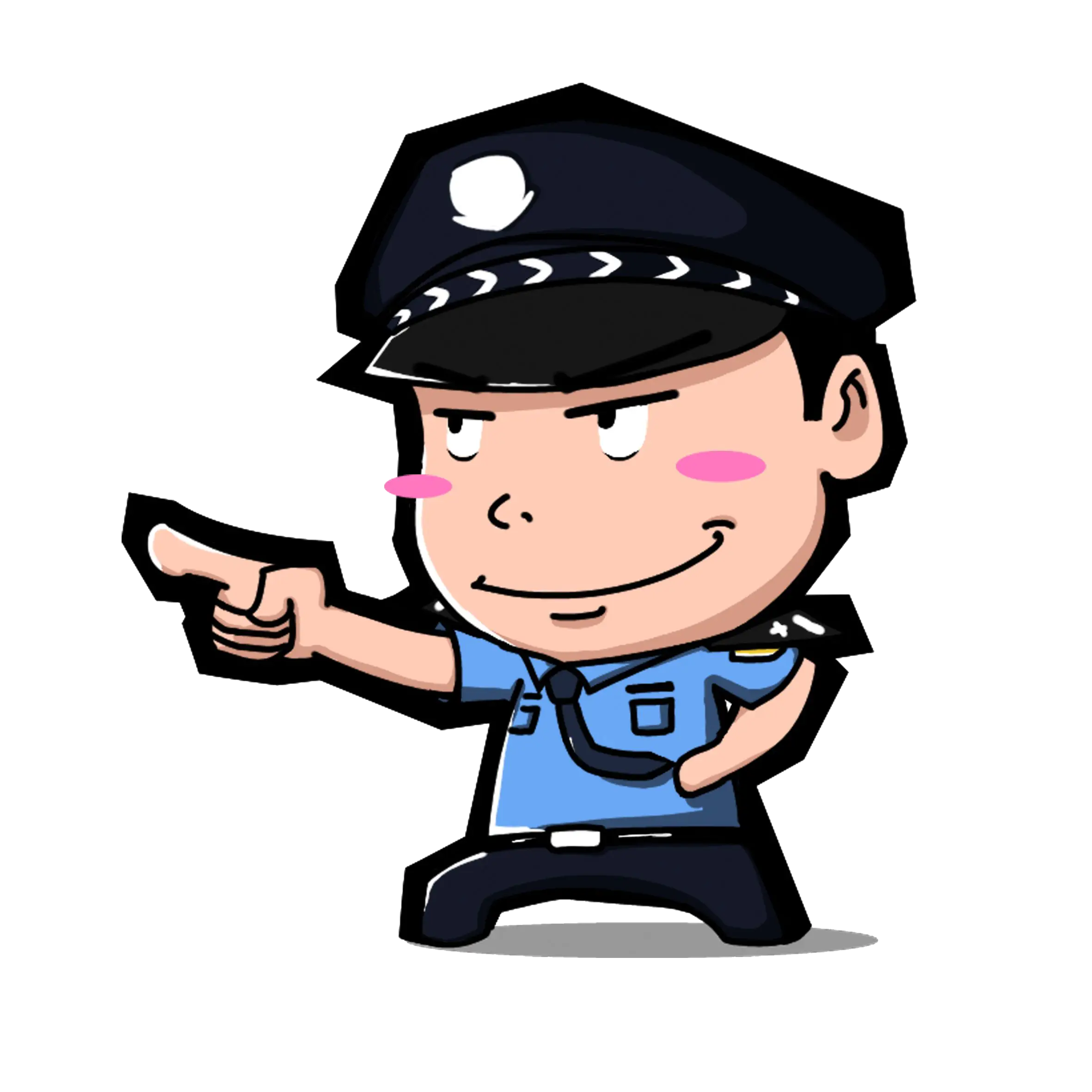 Cartoon Police Officer in Uniform