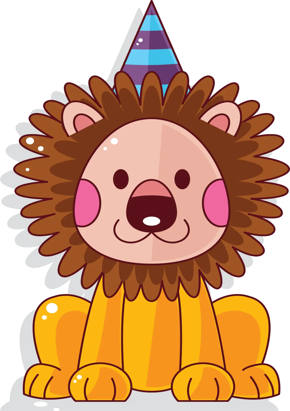 Cute Cartoon Lion with Party Hat