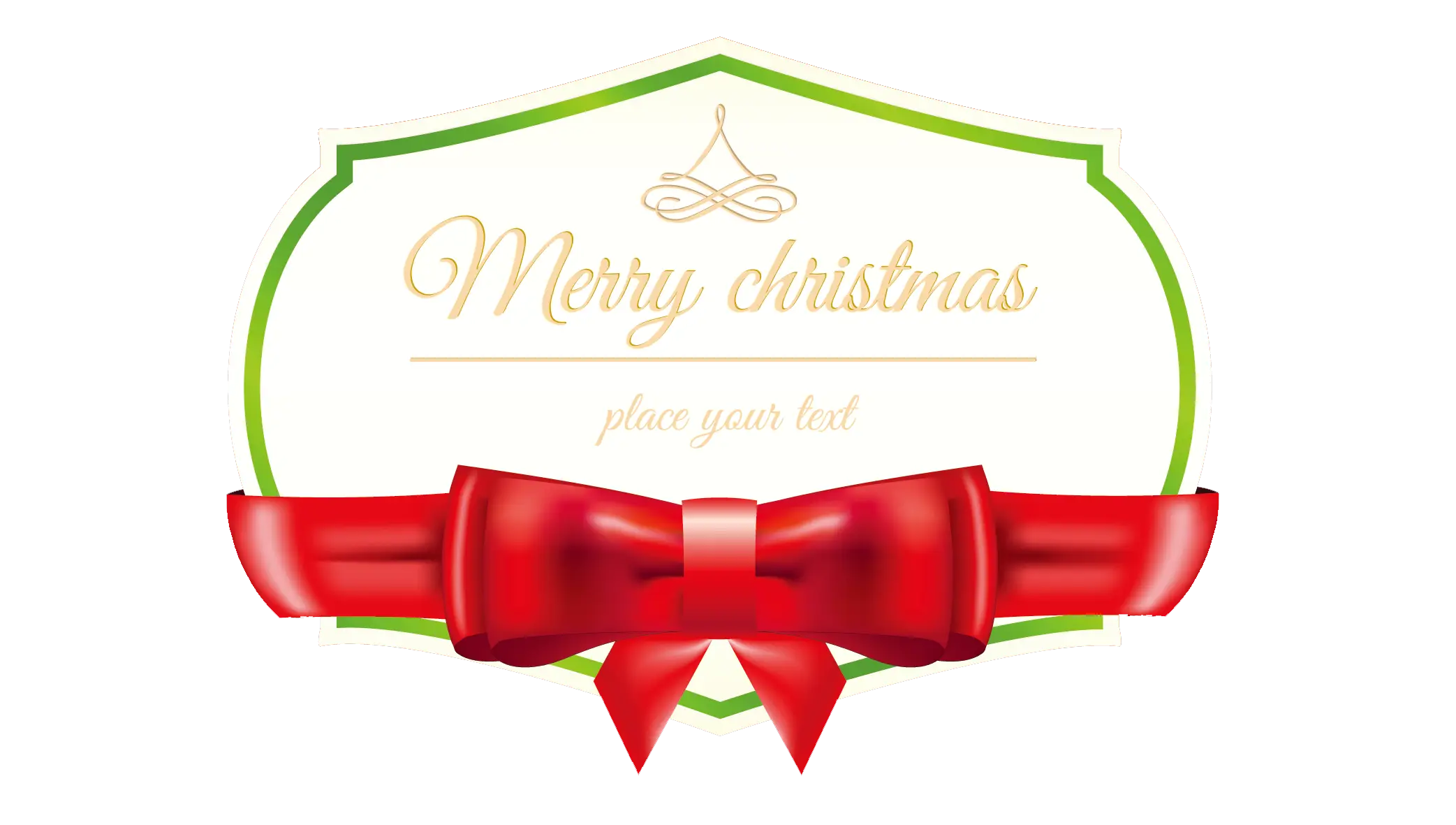 Merry Christmas Label with Red Bow
