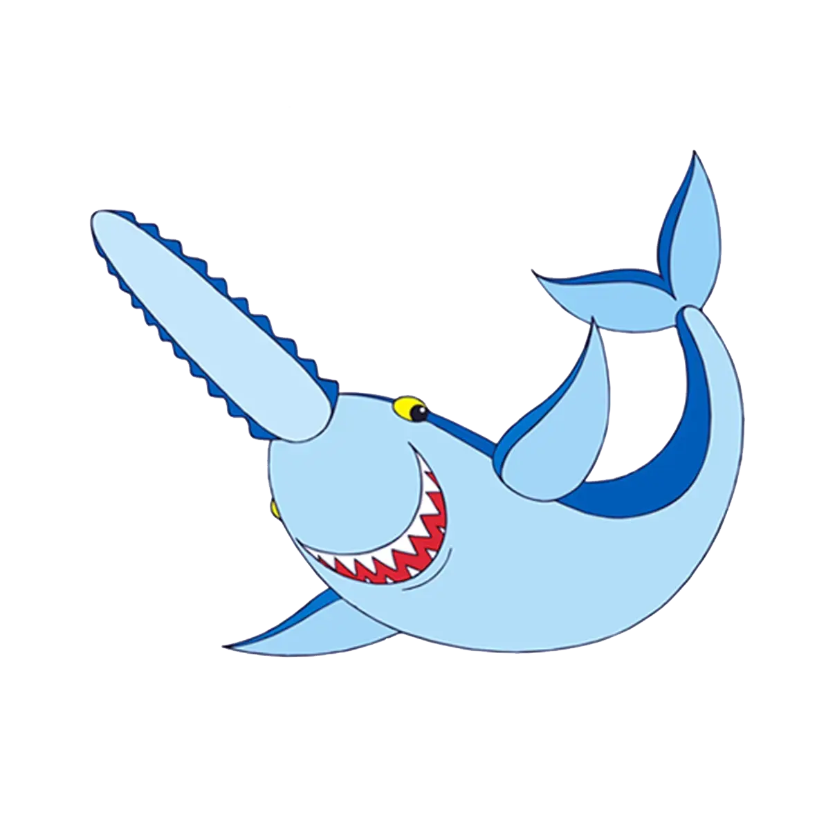 Happy Cartoon Sawfish Illustration