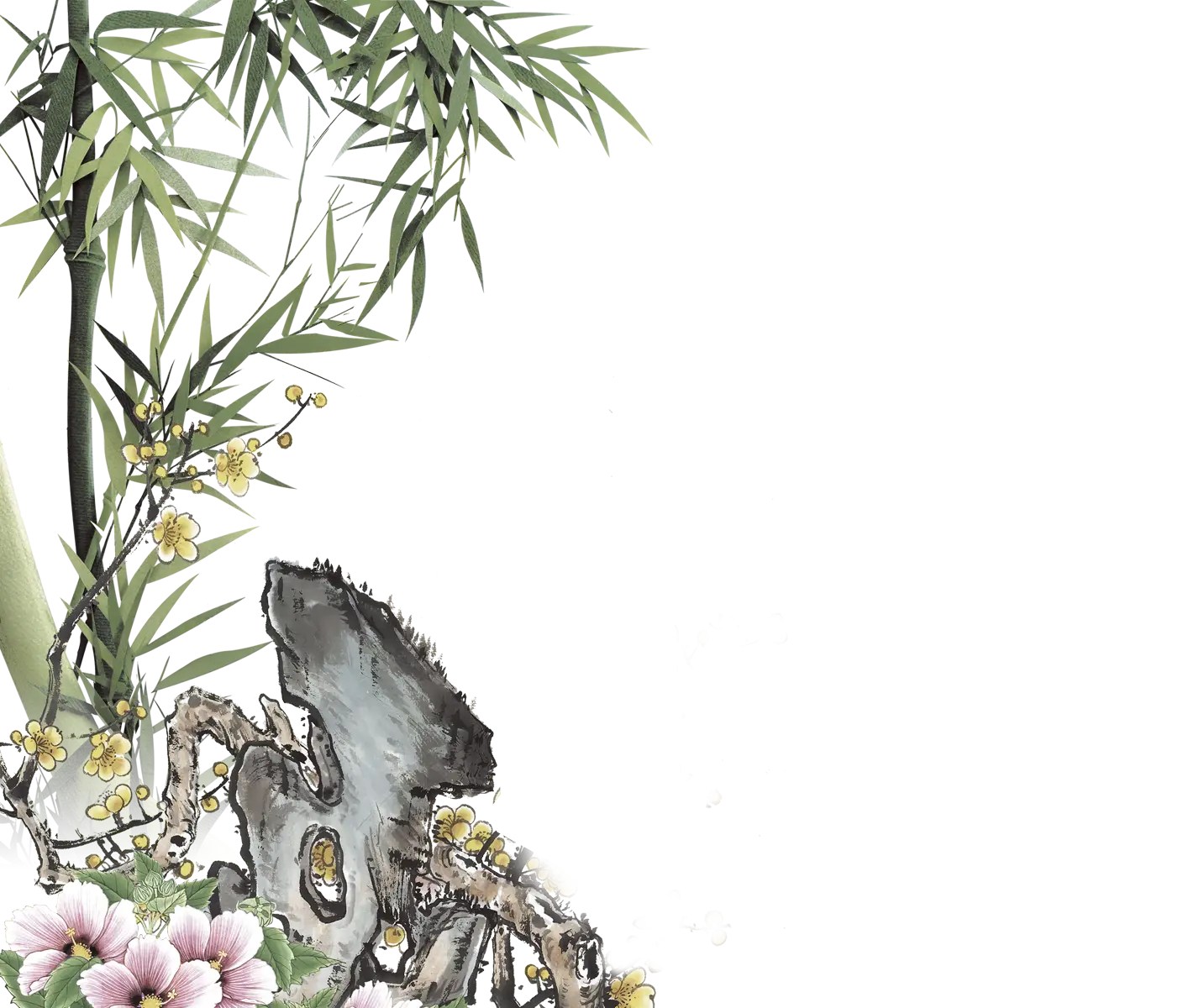 Bamboo and Rock Illustration