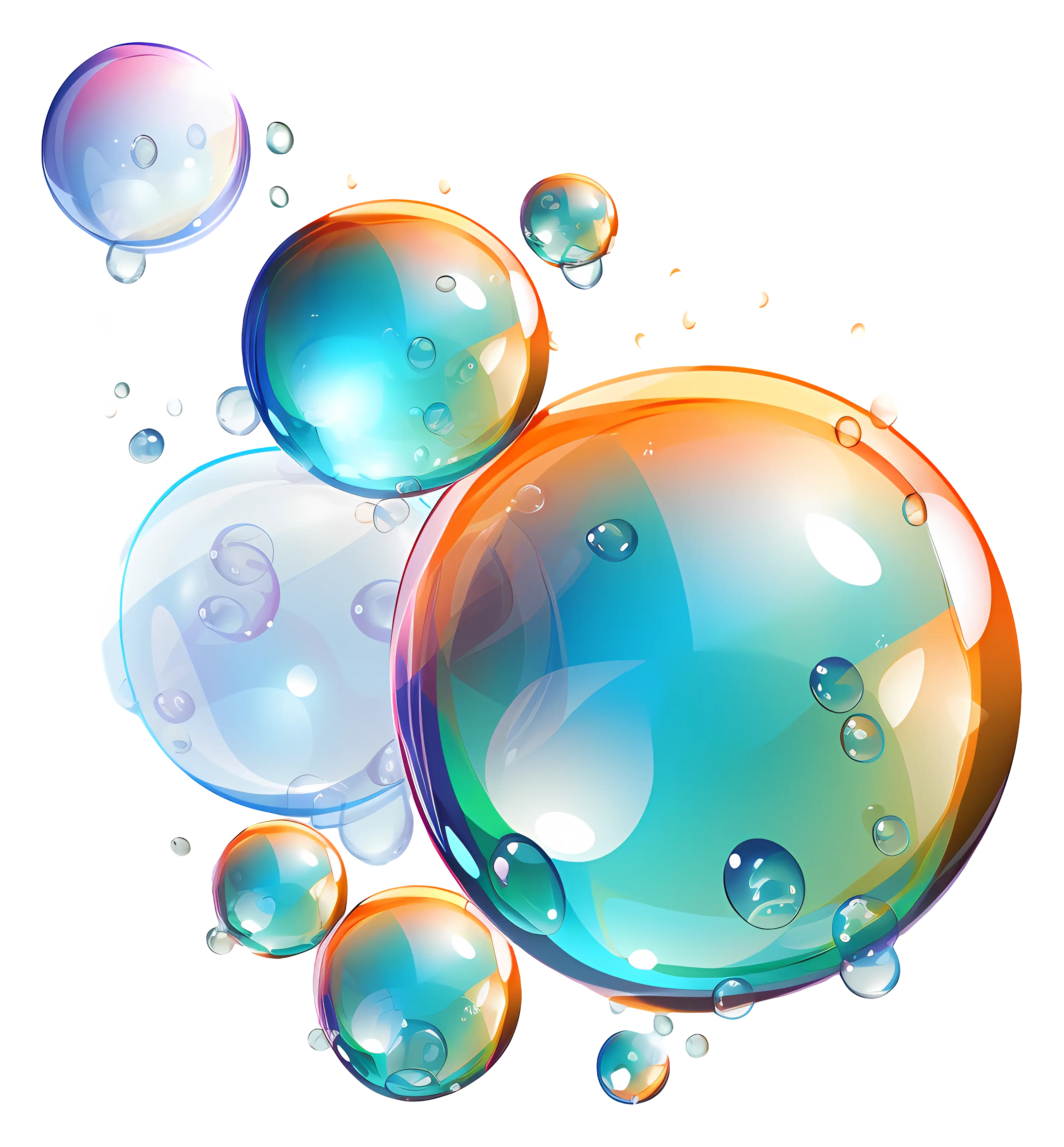 Colorful Soap Bubbles with Iridescent Reflections