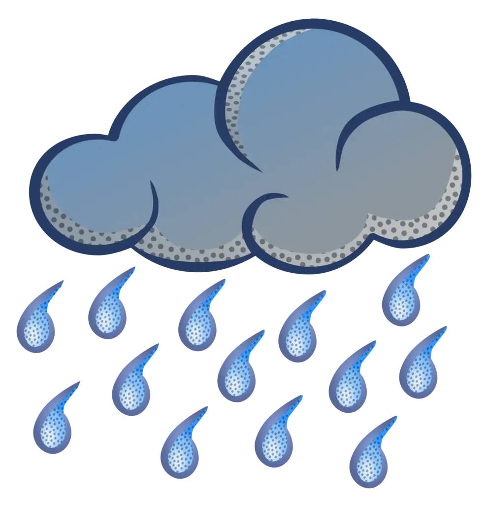 Illustration of a Rain Cloud with Water Droplets