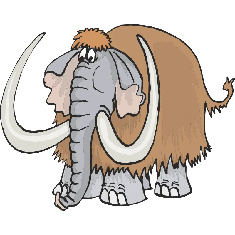 Cartoon Woolly Mammoth with Large Tusks