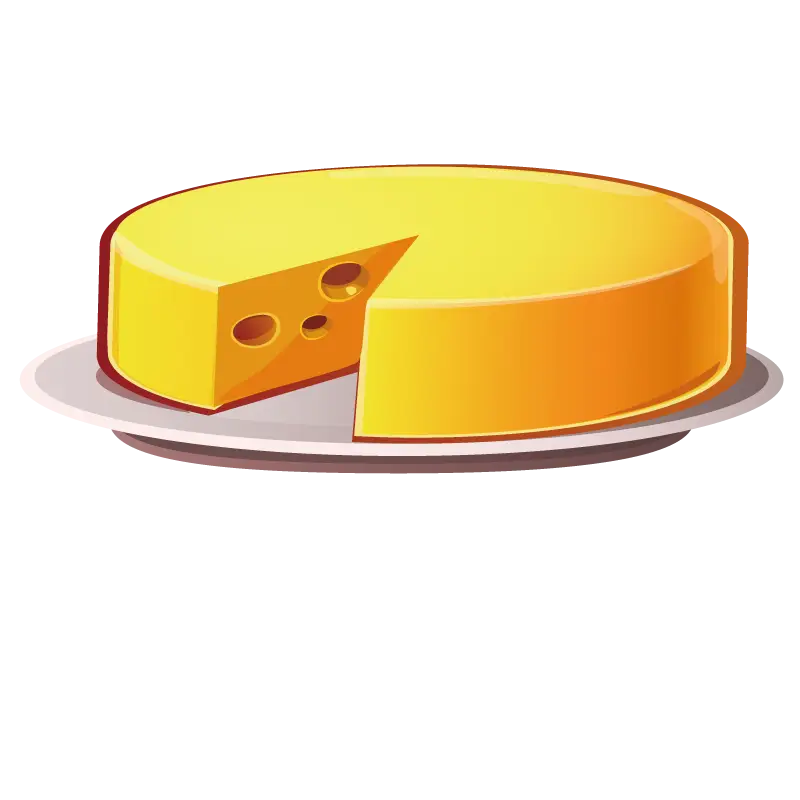 Yellow Cheese on Plate Food Illustration