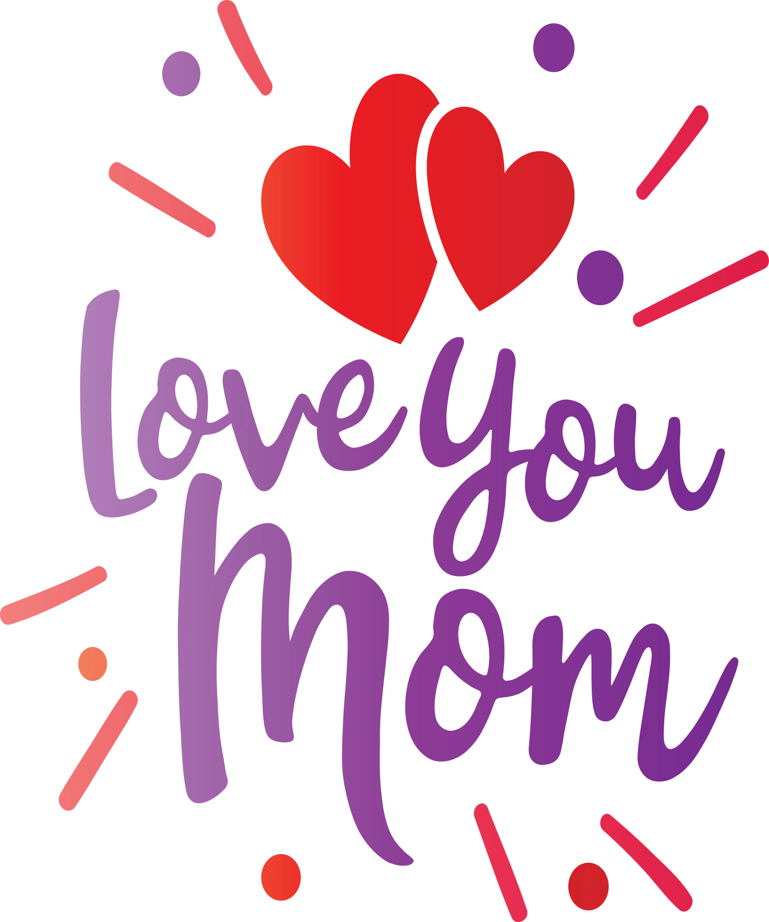 Love You Mom Text with Hearts