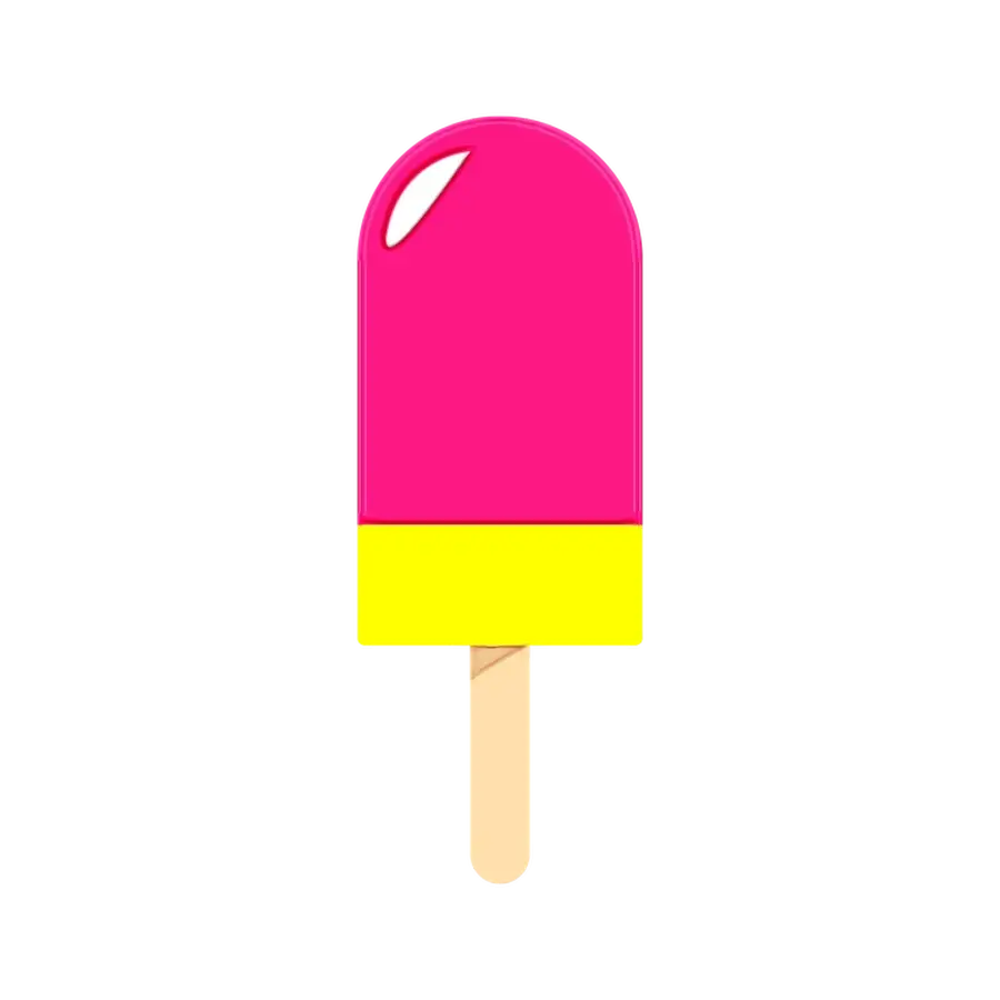 Bright Pink and Yellow Ice Cream Popsicle