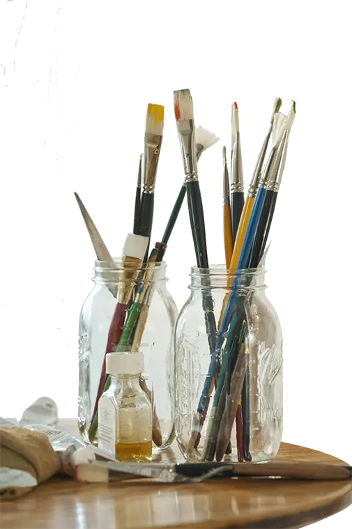 Paint Brushes in Jars