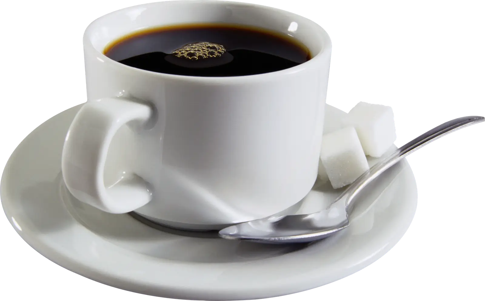 White Coffee Cup with Spoon and Sugar Cubes