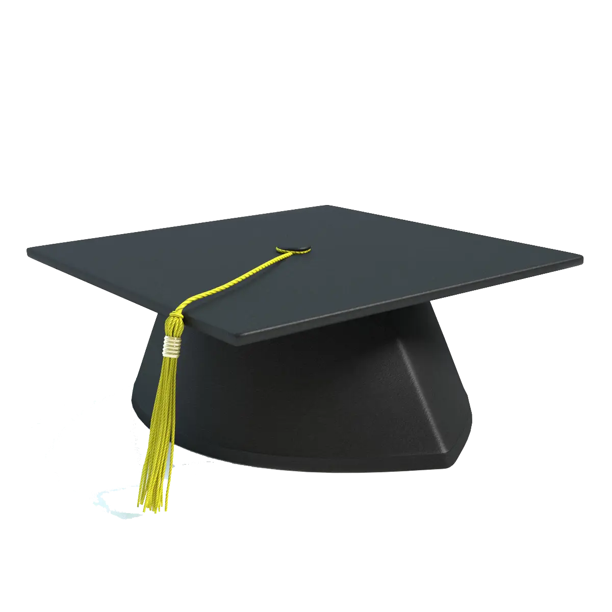 Black Graduation Cap with Yellow Tassel