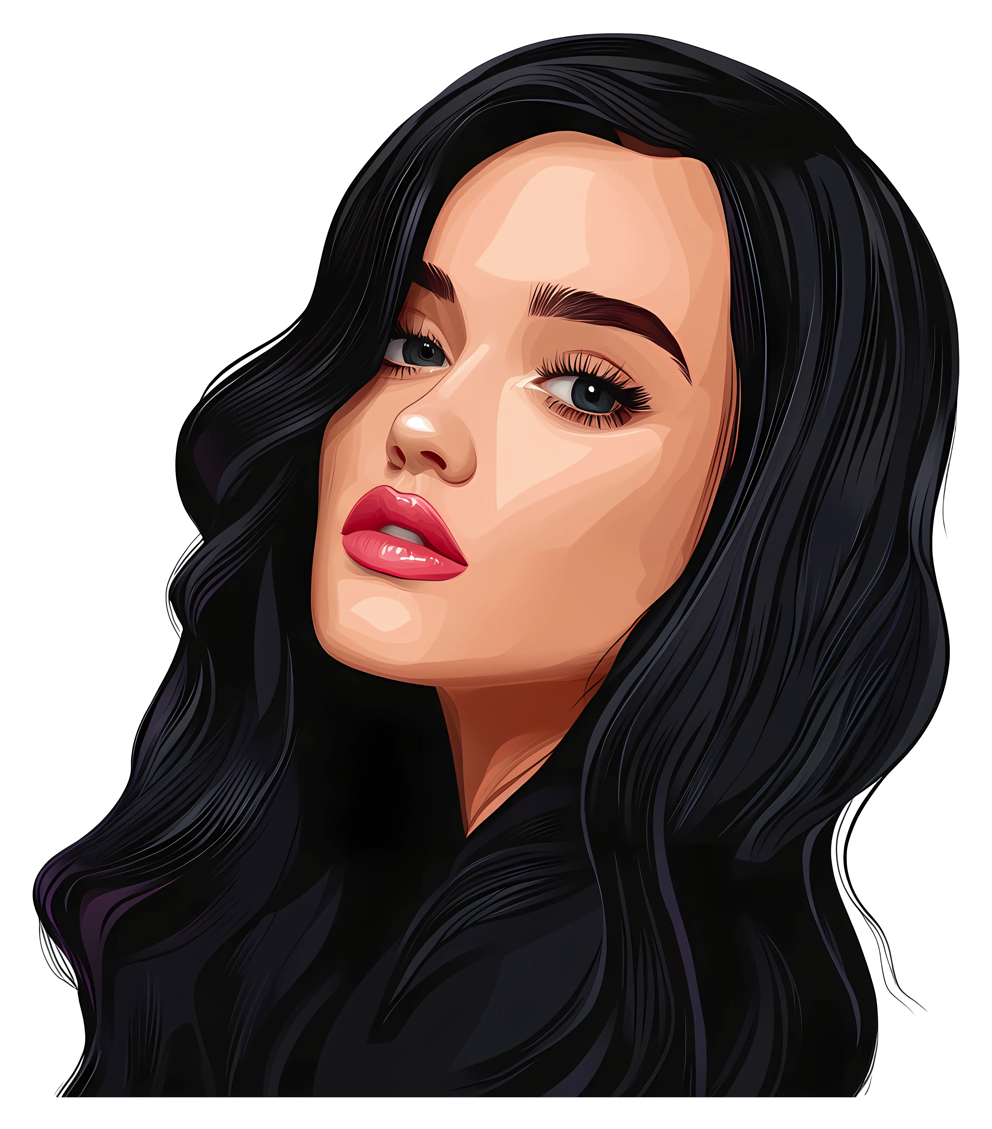 Stylish Woman with Black Hair