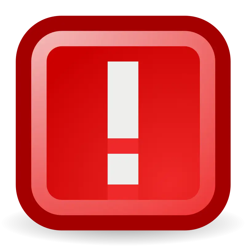Exclamation Mark Symbol on Red Button