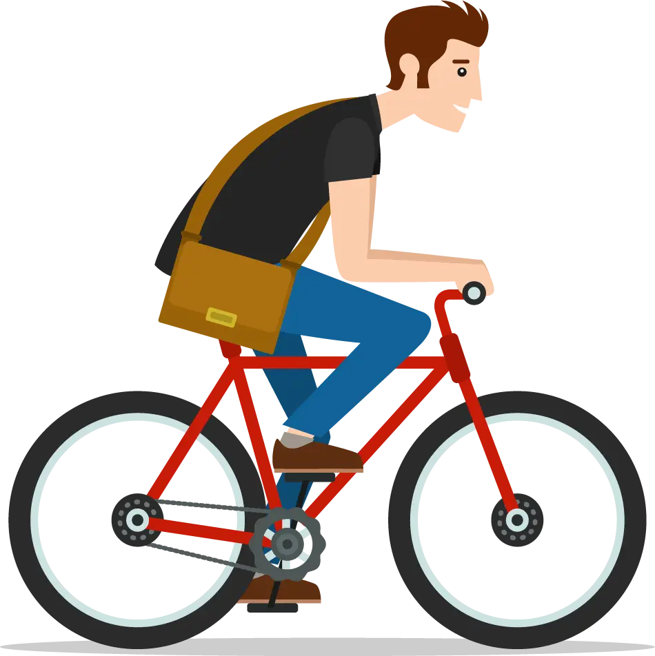 Man Riding Bicycle with Messenger Bag