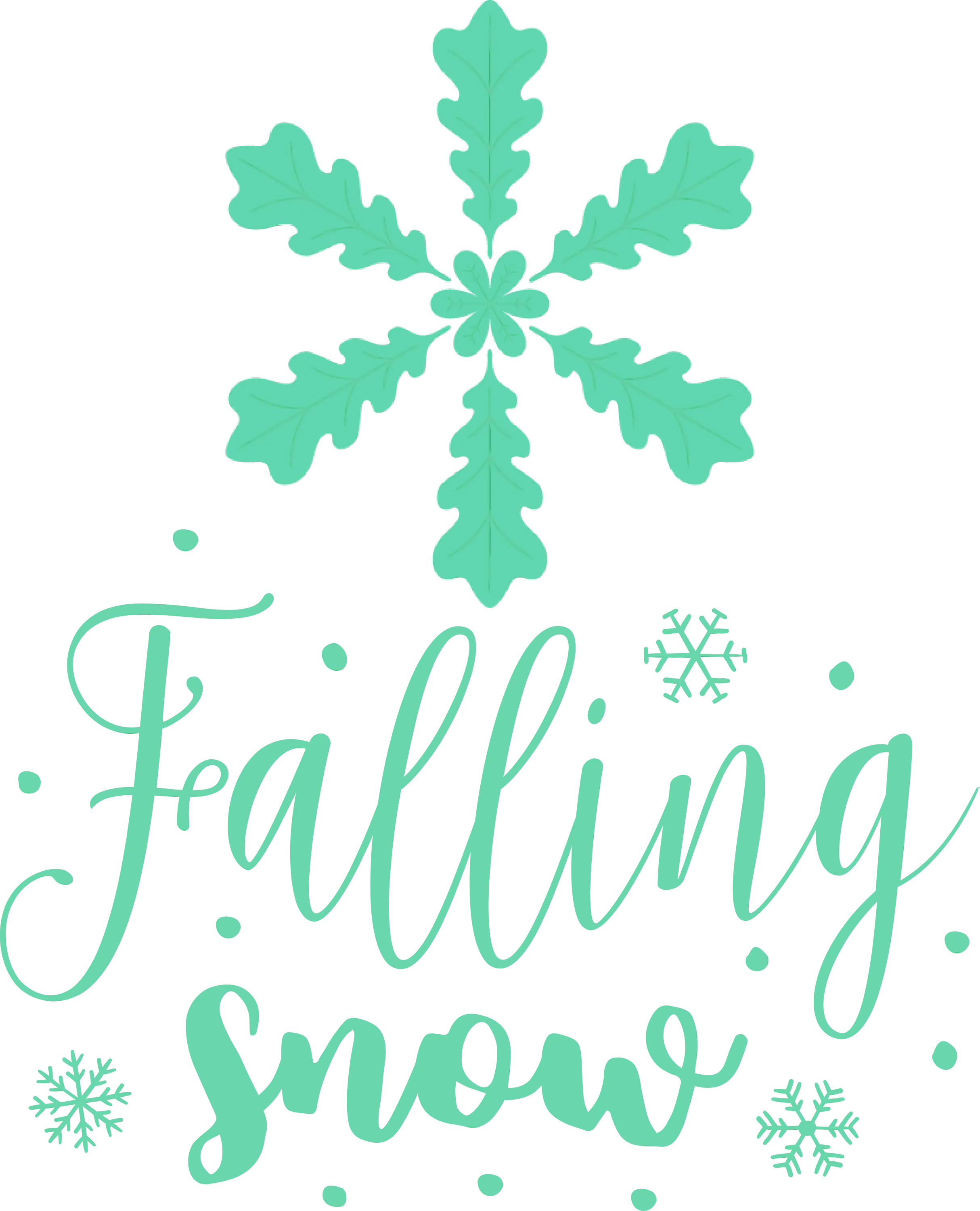 Falling Snow Text with Green Snowflakes