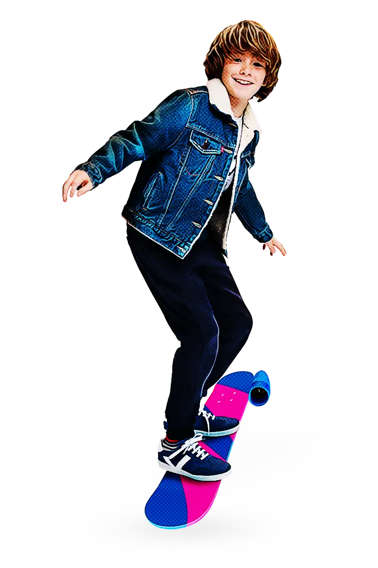 Boy Skateboarding with Trendy Outfit