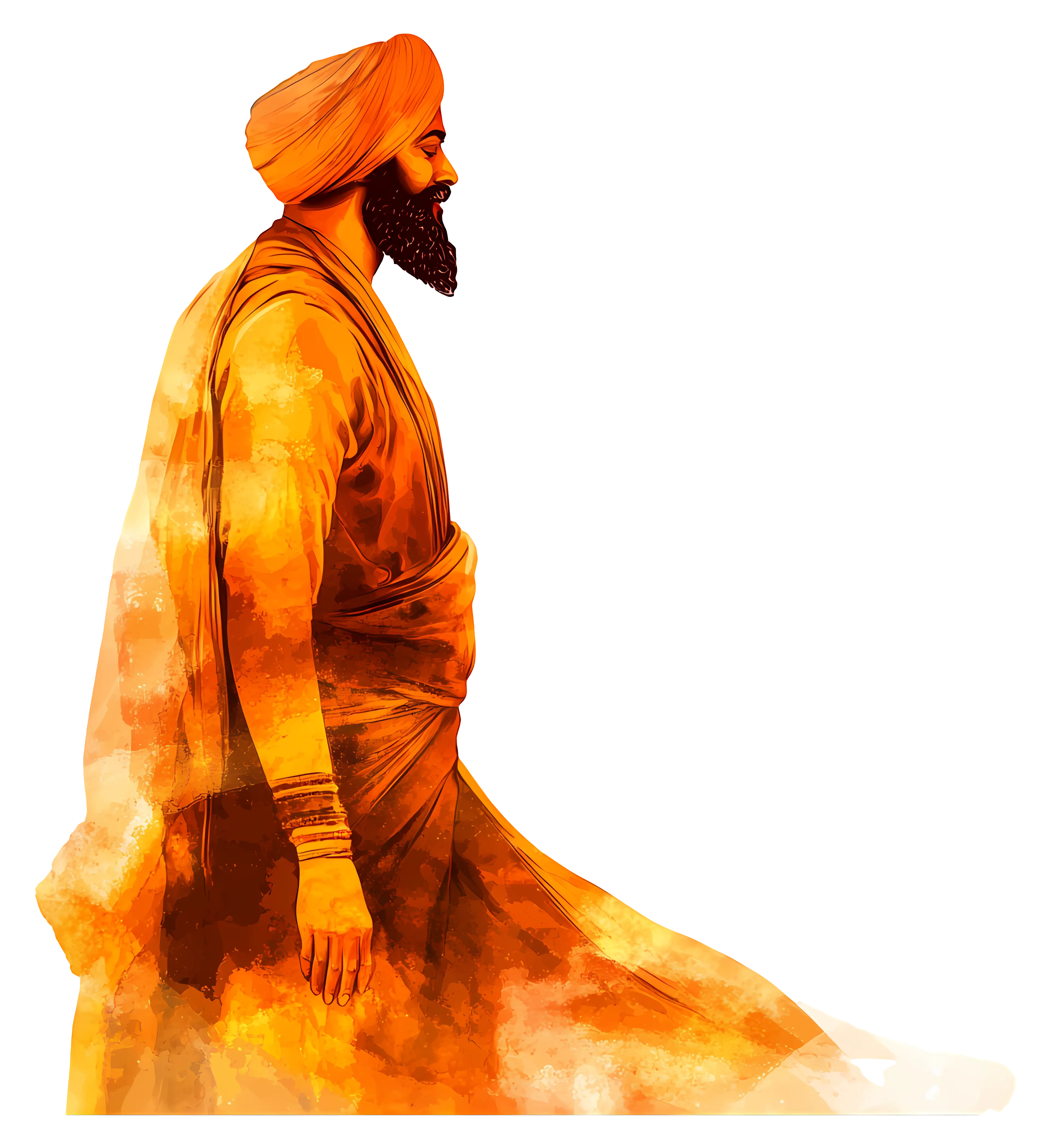 Sikh Man in Orange Traditional Attire