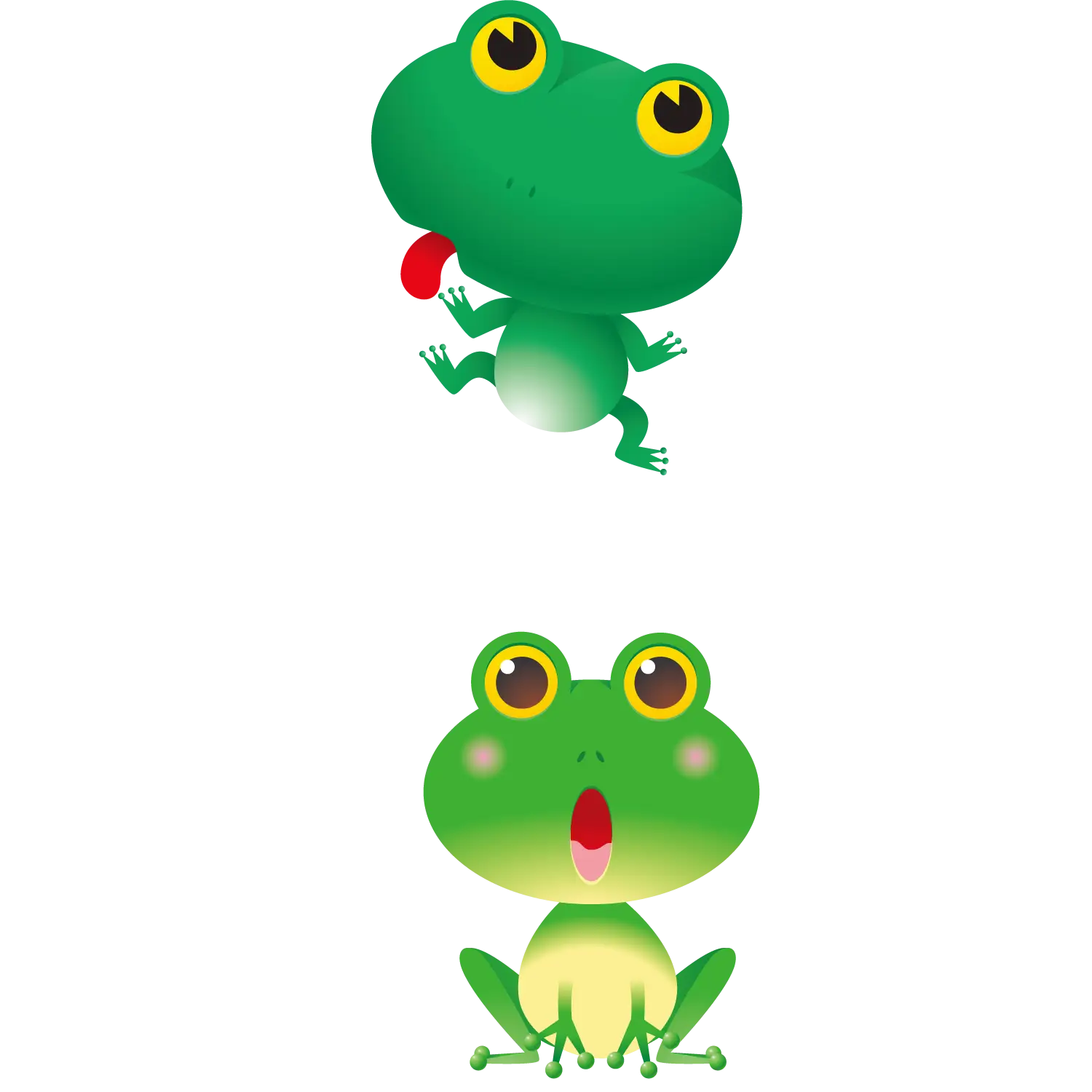 Cute Cartoon Frogs in Green