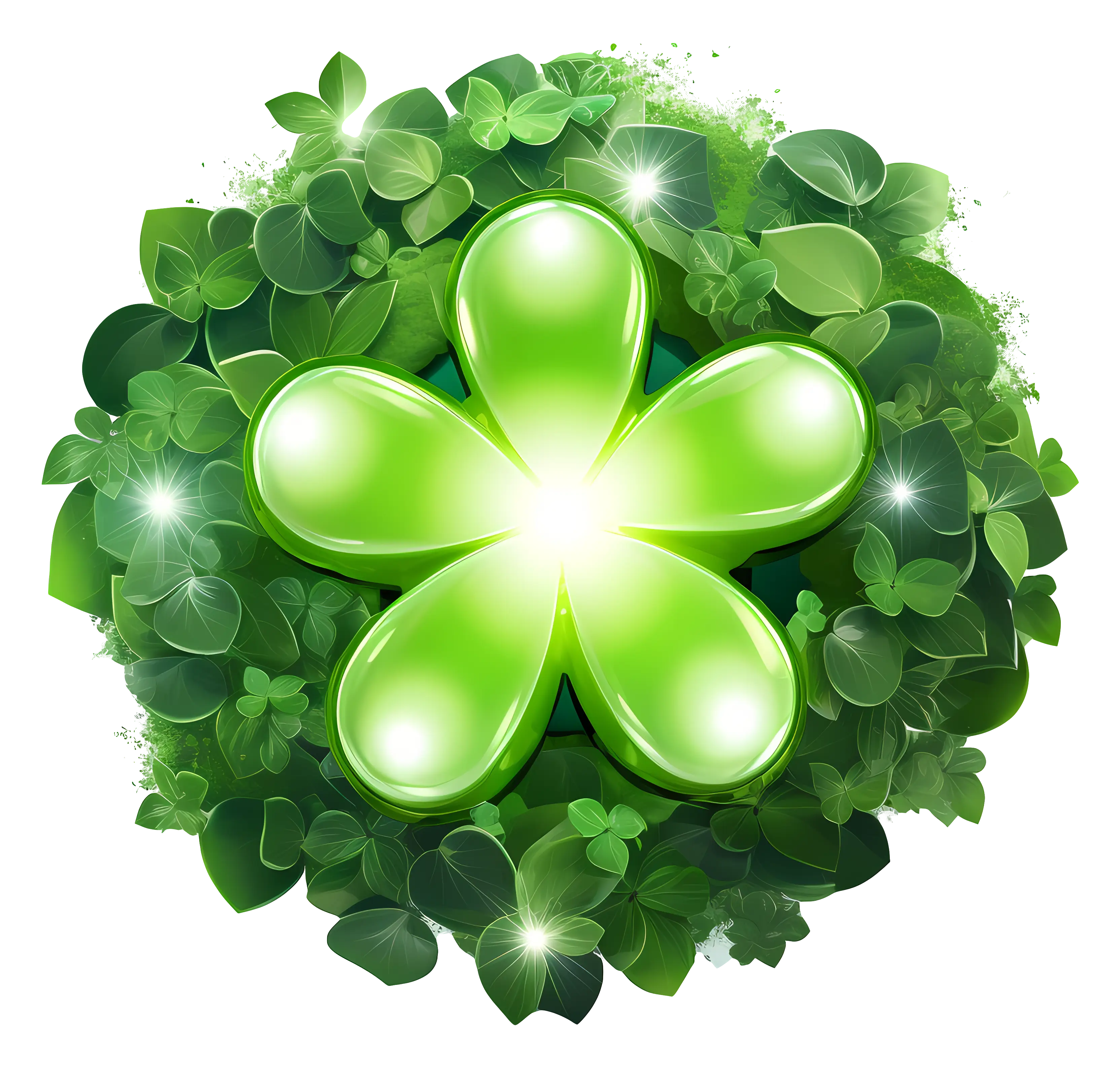 Green Flower with Leaves