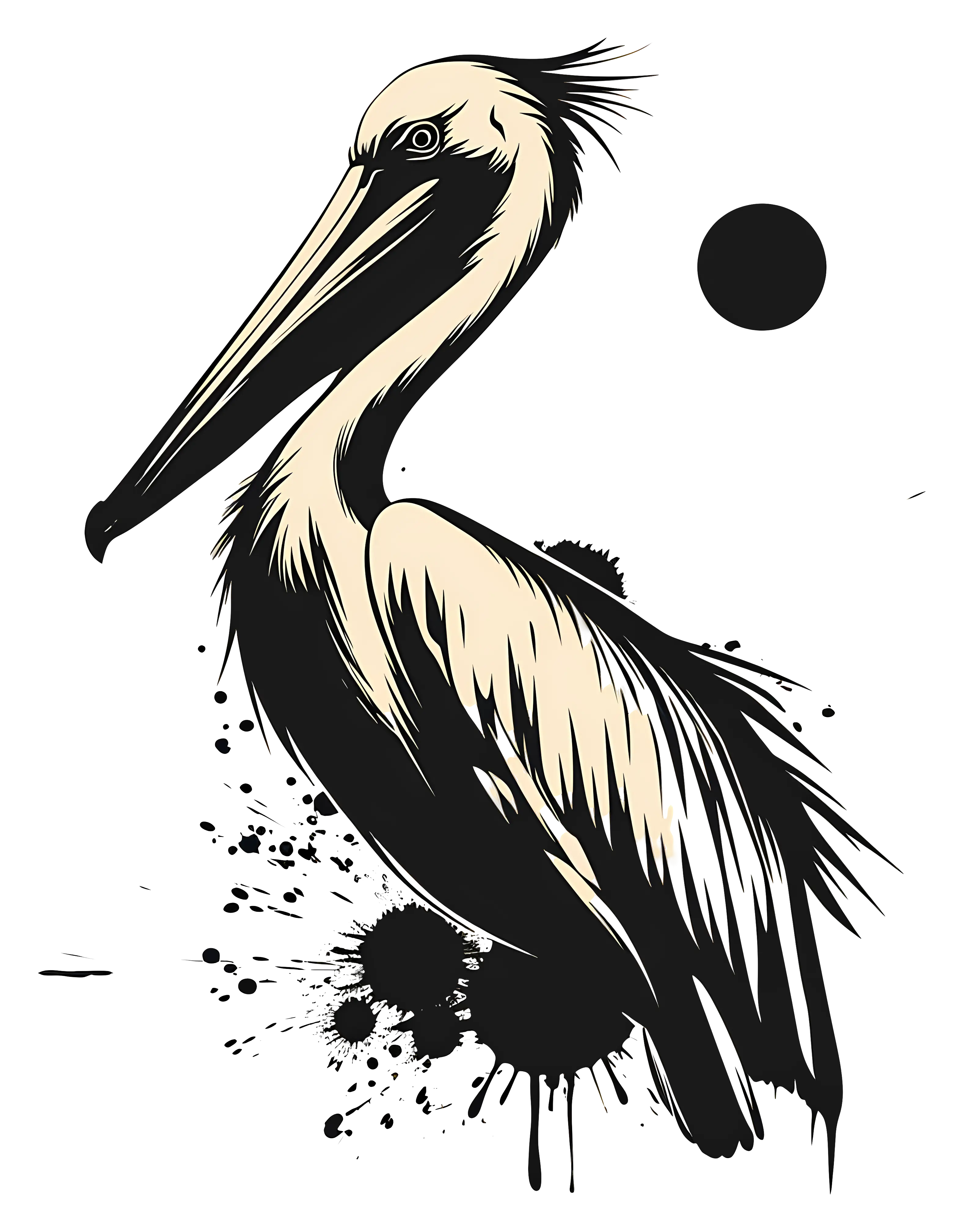 Black and White Pelican Sketch