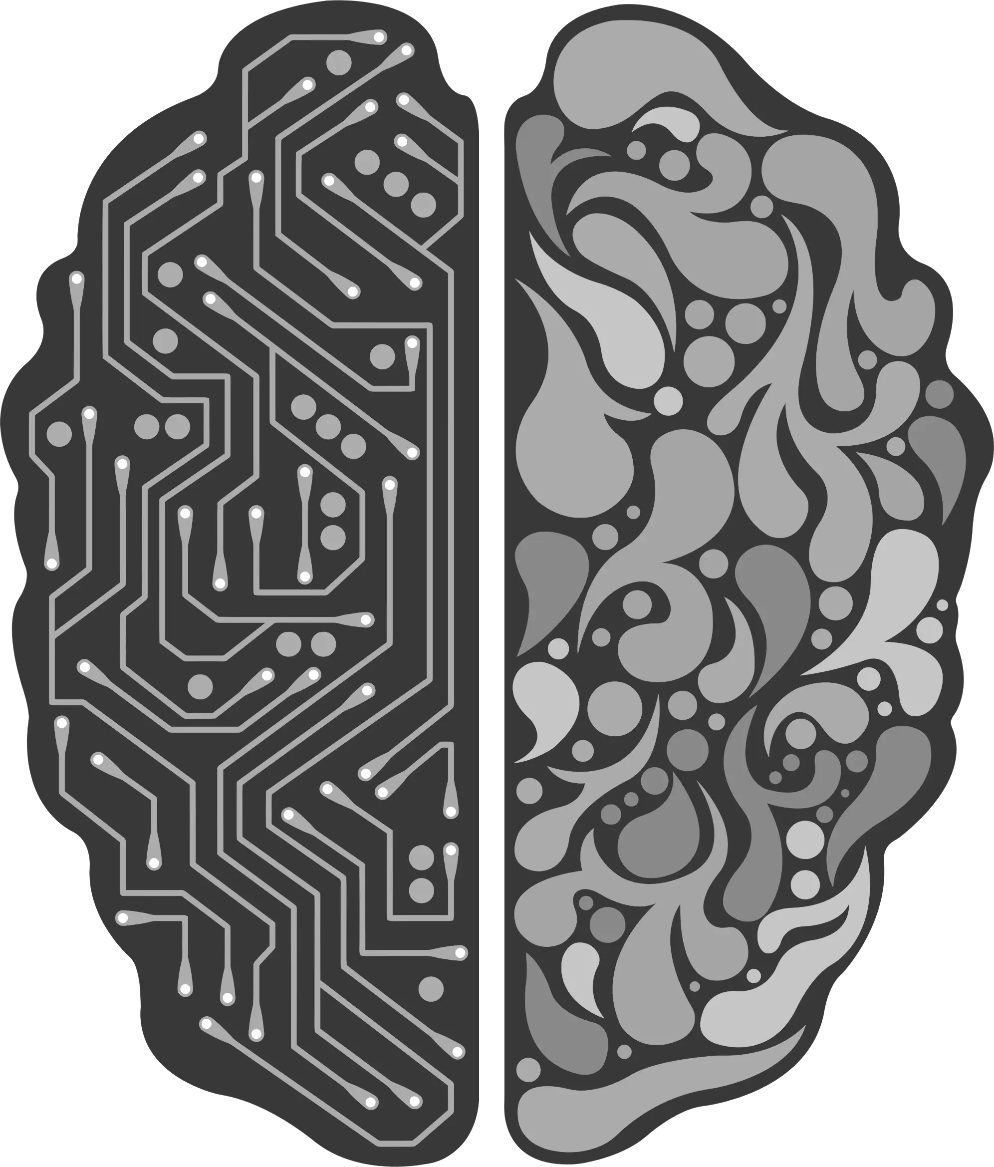 Brain Illustration with Circuit and Neurons