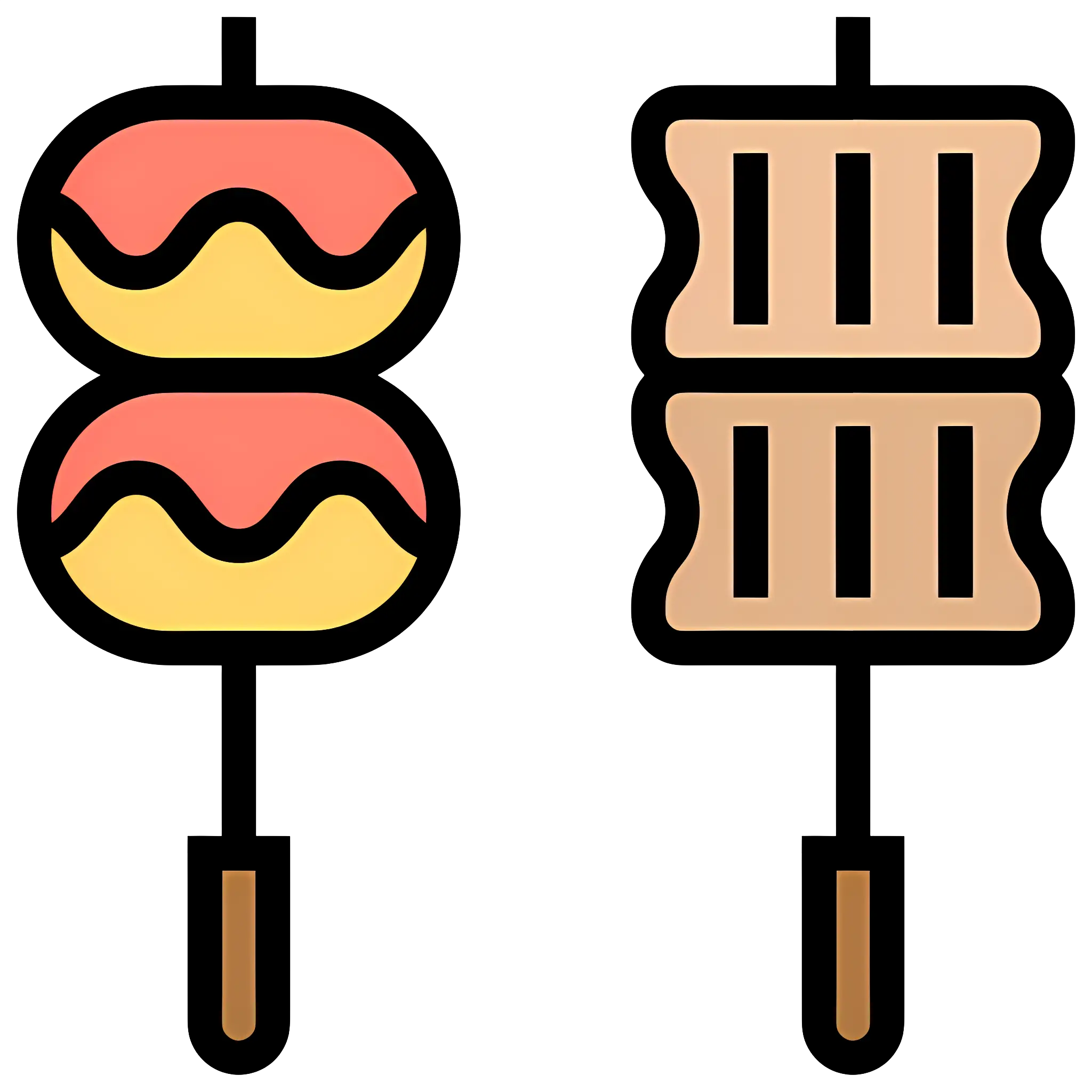 Cartoon Skewered Snacks Illustration