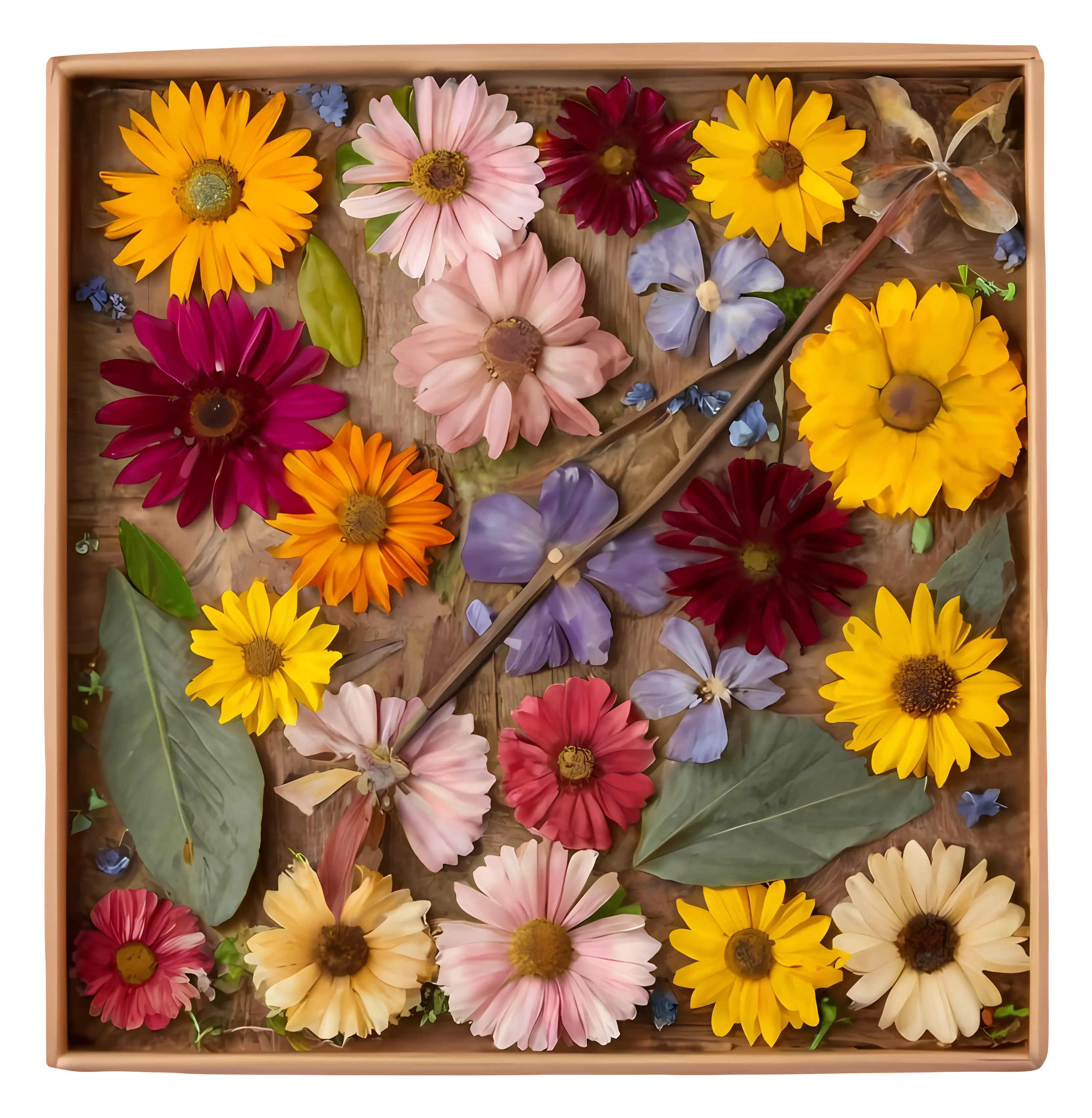 Box of Colorful Flowers