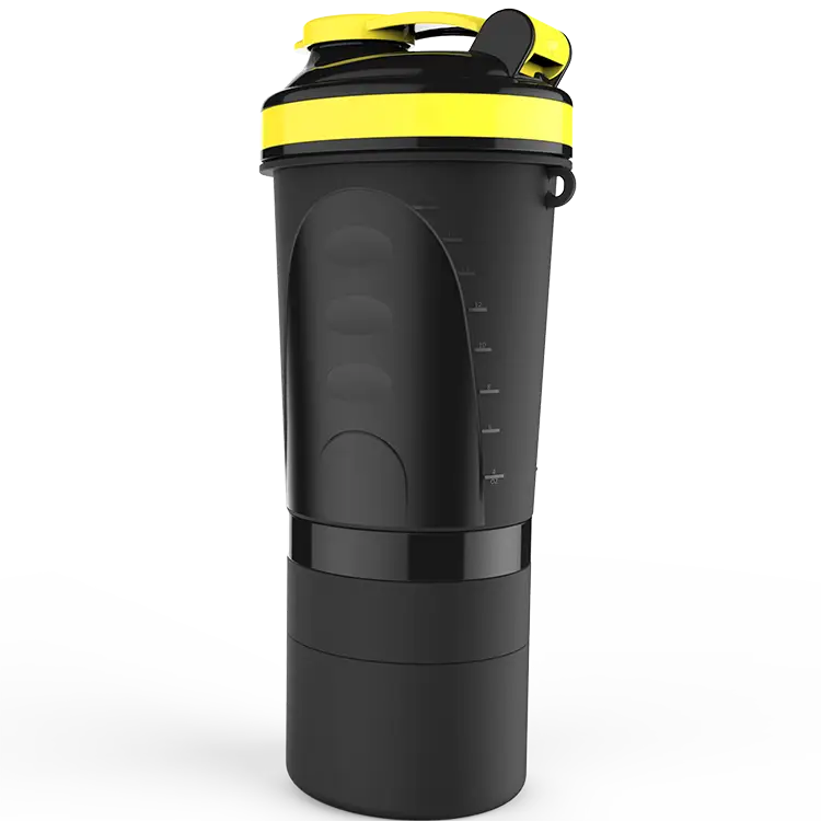 Black and Yellow Shaker Bottle for Gym Use