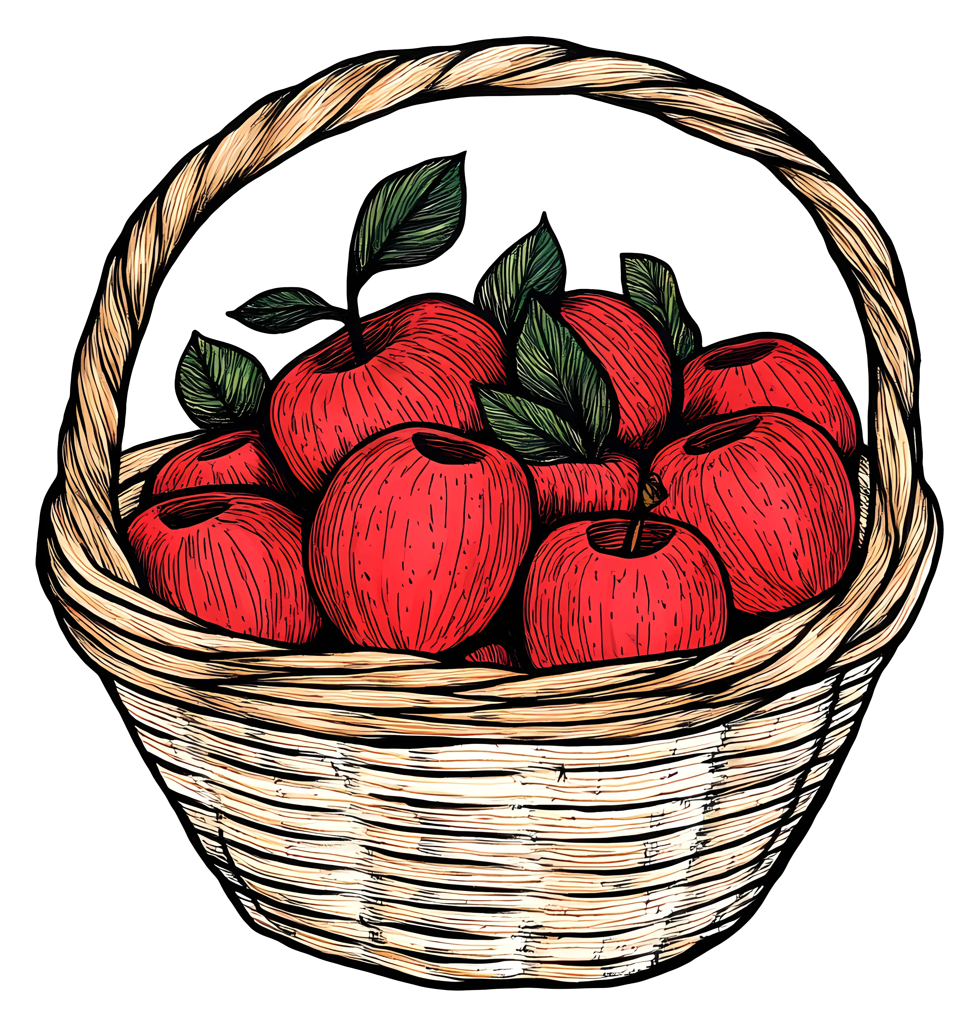 Woven Basket Filled with Red Apples