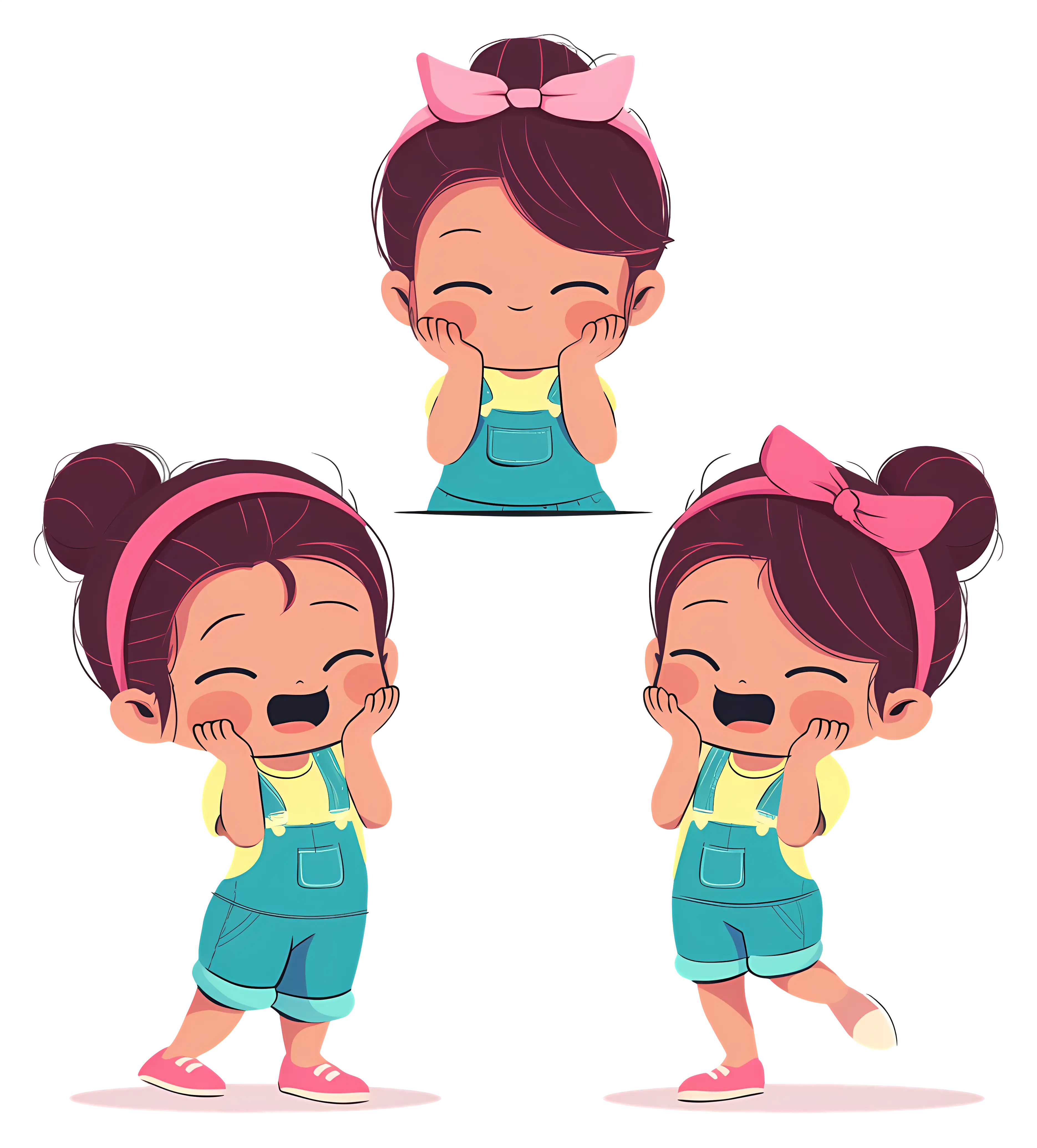 Joyful Girls in Overalls