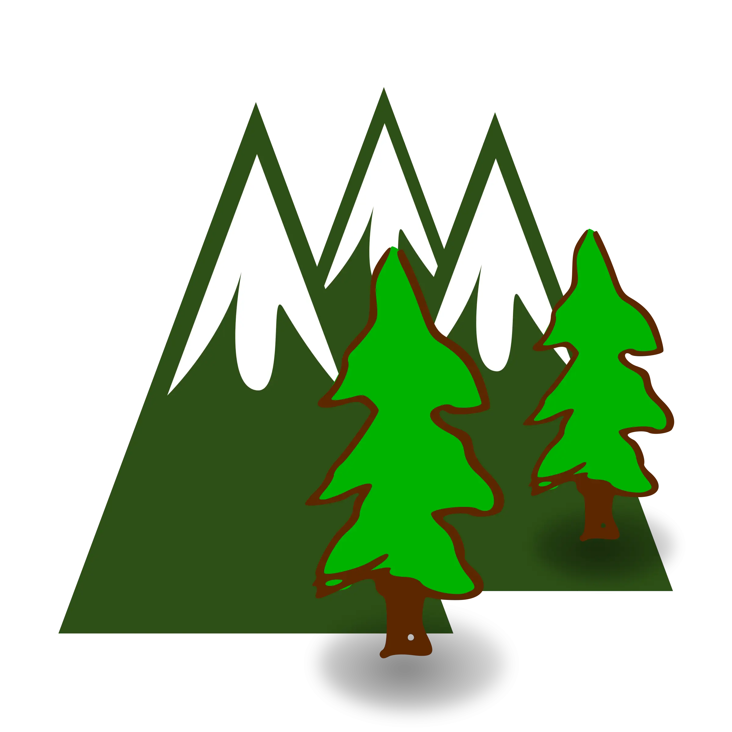 Green Mountains and Pine Trees Illustration