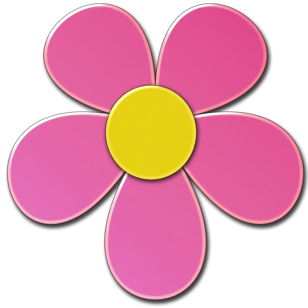 Pink Cartoon Flower with Yellow Center