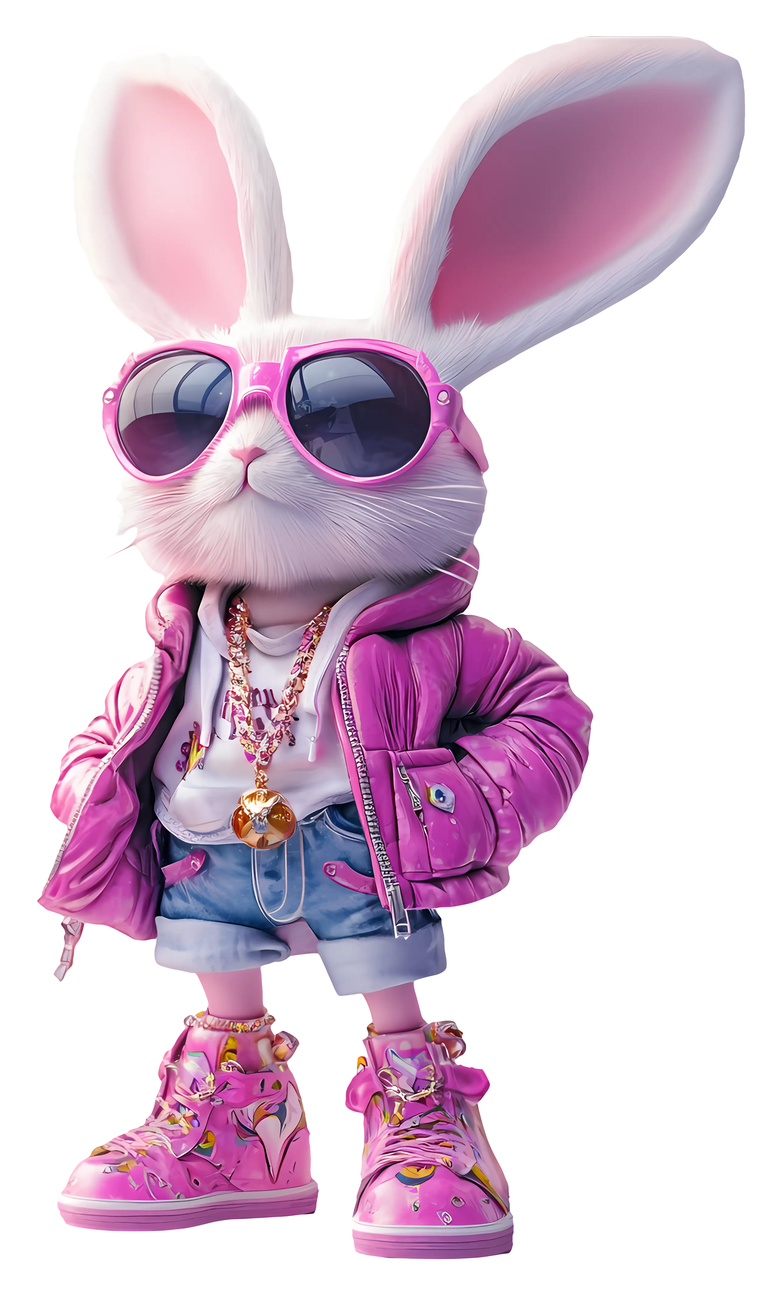 Stylish Rabbit in Pink Outfit